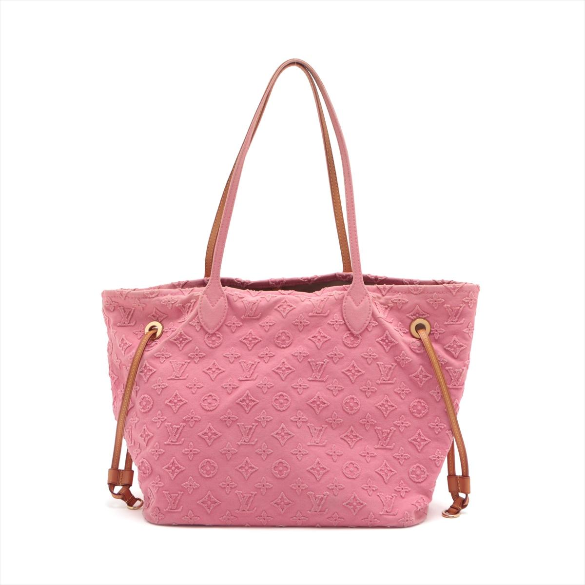 Louis Vuitton Monogram Denim Applique Neverfull MM Pink In Good Condition In Indianapolis, IN