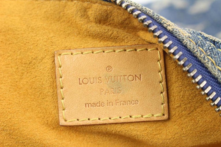 Louis Vuitton Blue Monogram Denim Baggy PM Brown Leather Cloth ref.161373 -  Joli Closet