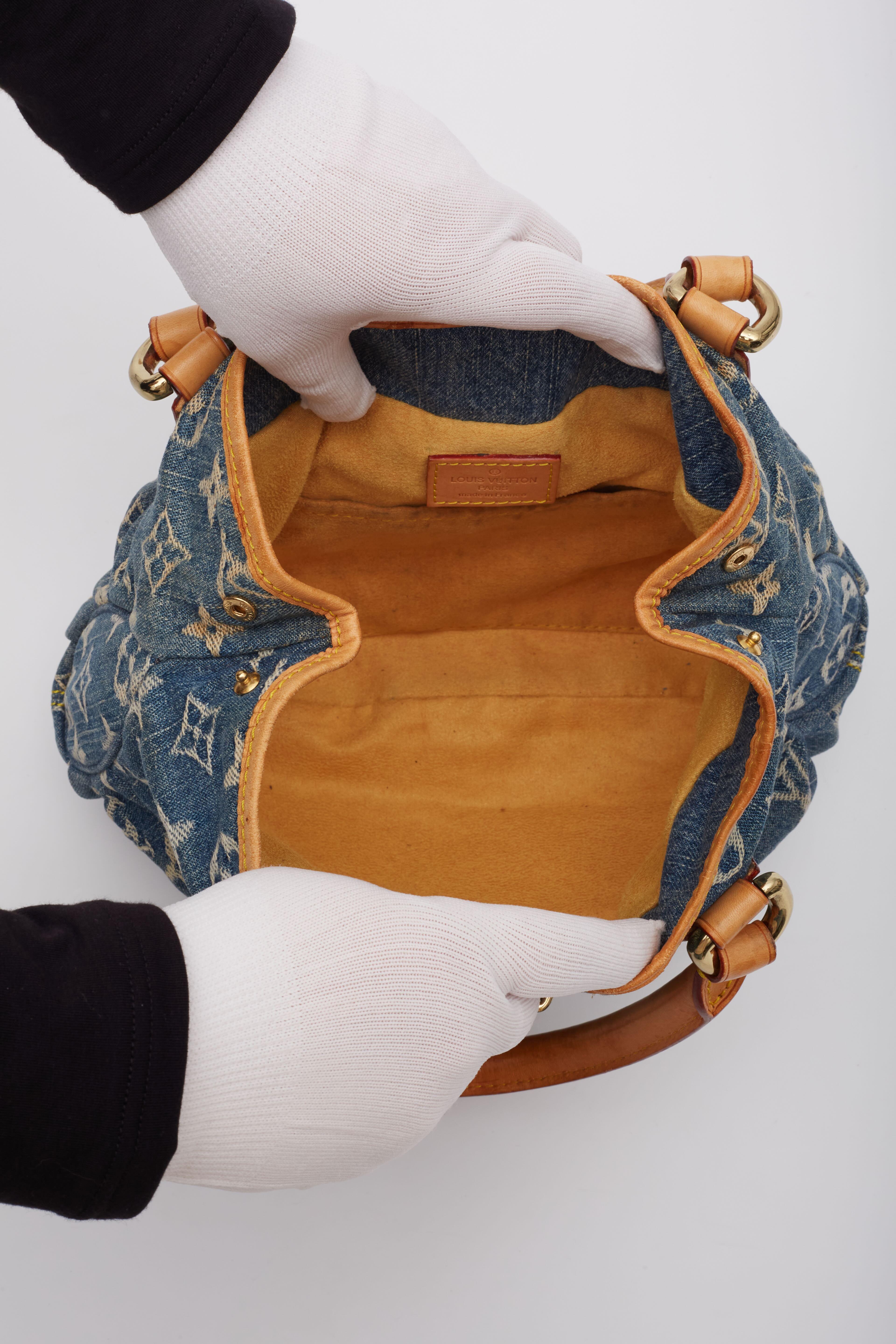 Mini Bolso Plisado Louis Vuitton Monograma Azul Denim 5