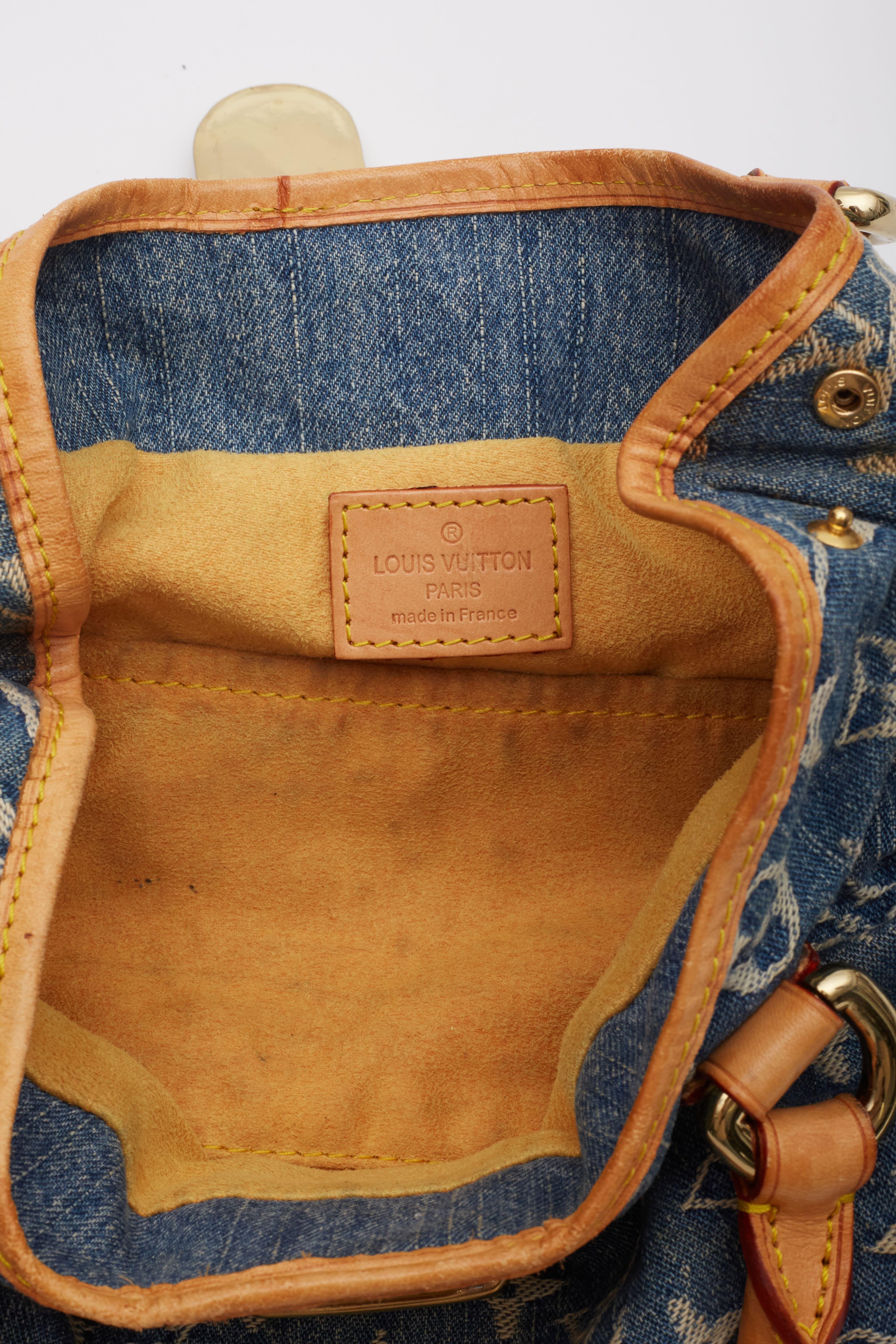 Mini Bolso Plisado Louis Vuitton Monograma Azul Denim 6