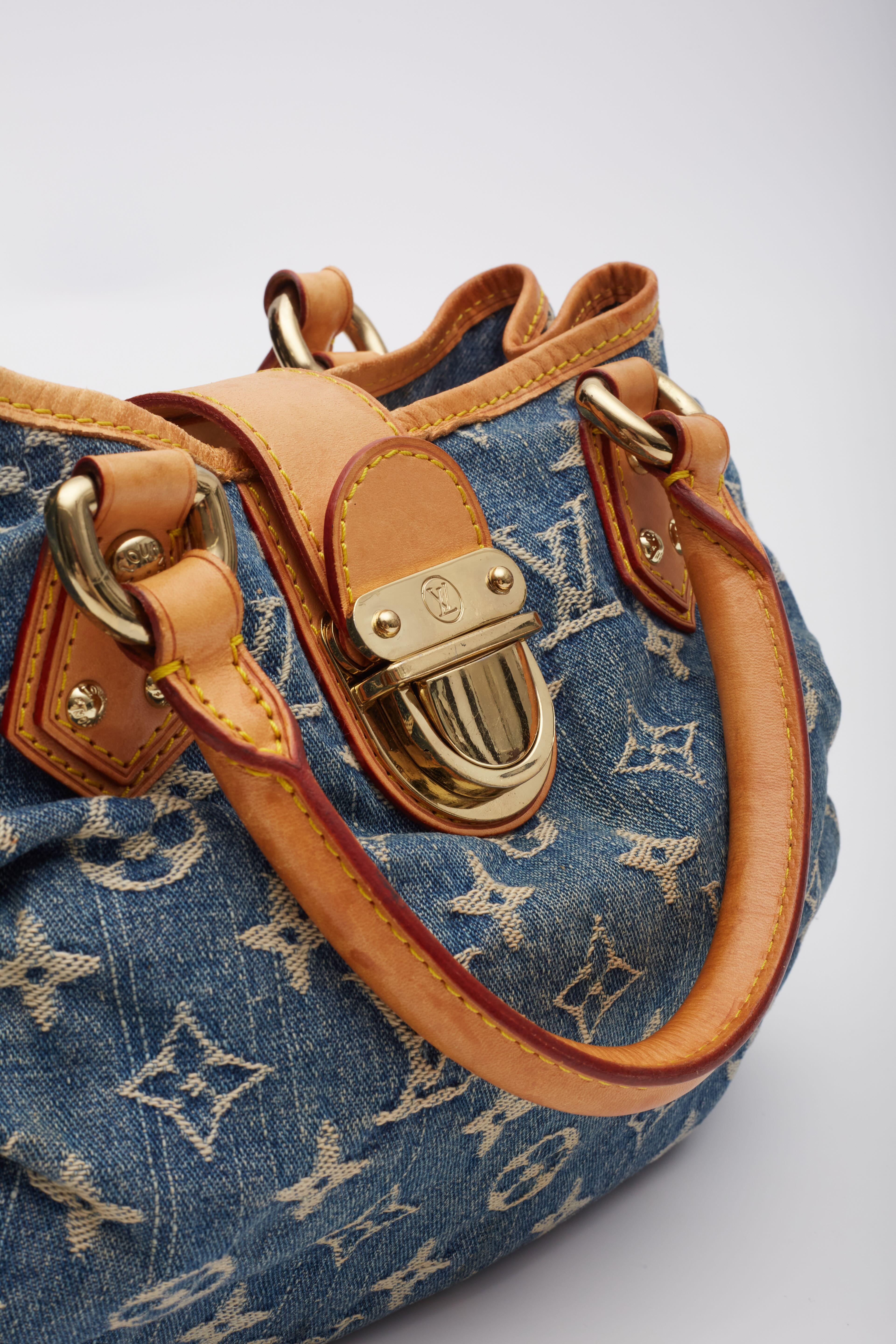 Louis Vuitton Monogram Denim Blue Pleaty Bag Mini For Sale 8