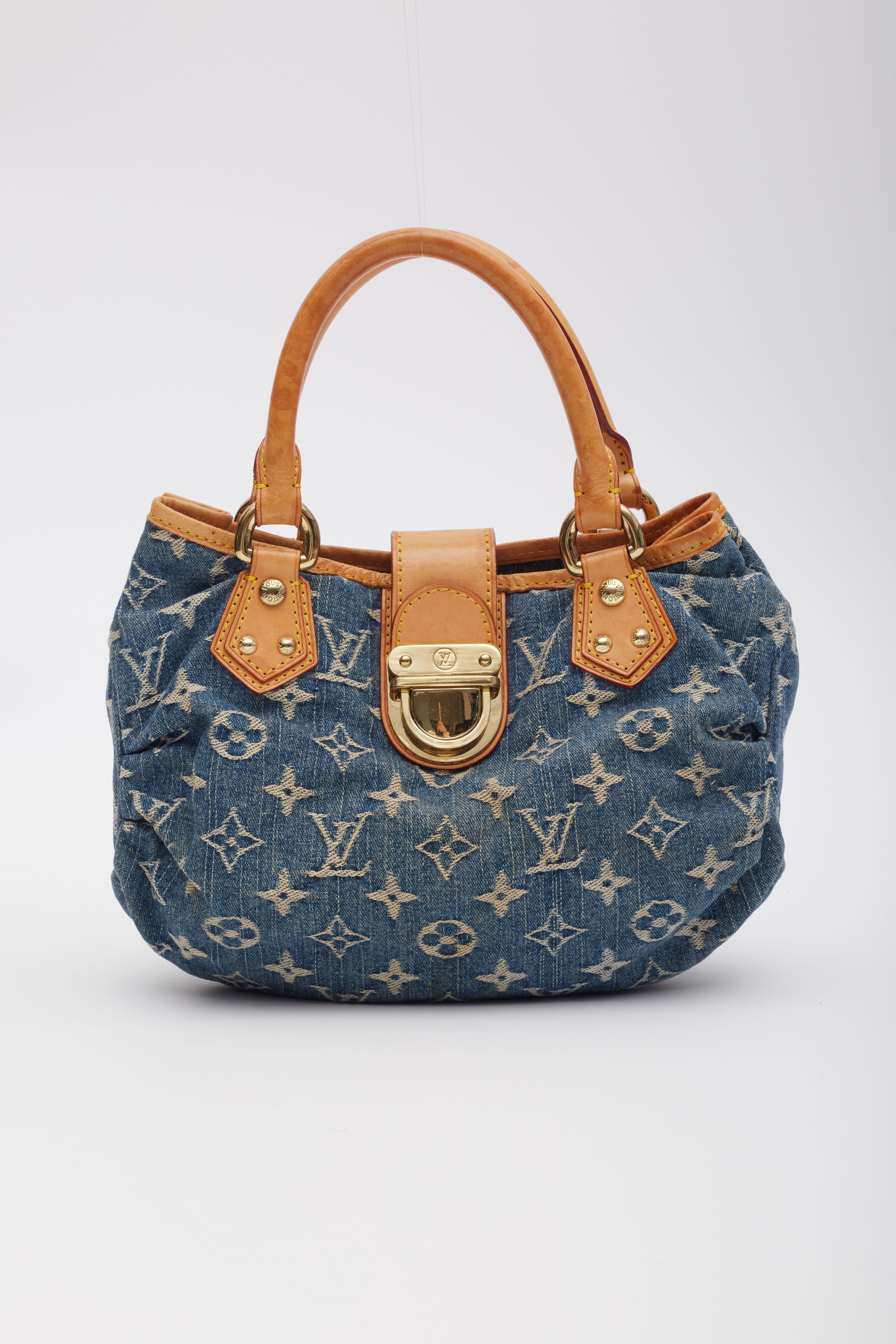 Mini Bolso Plisado Louis Vuitton Monograma Azul Denim Negro
