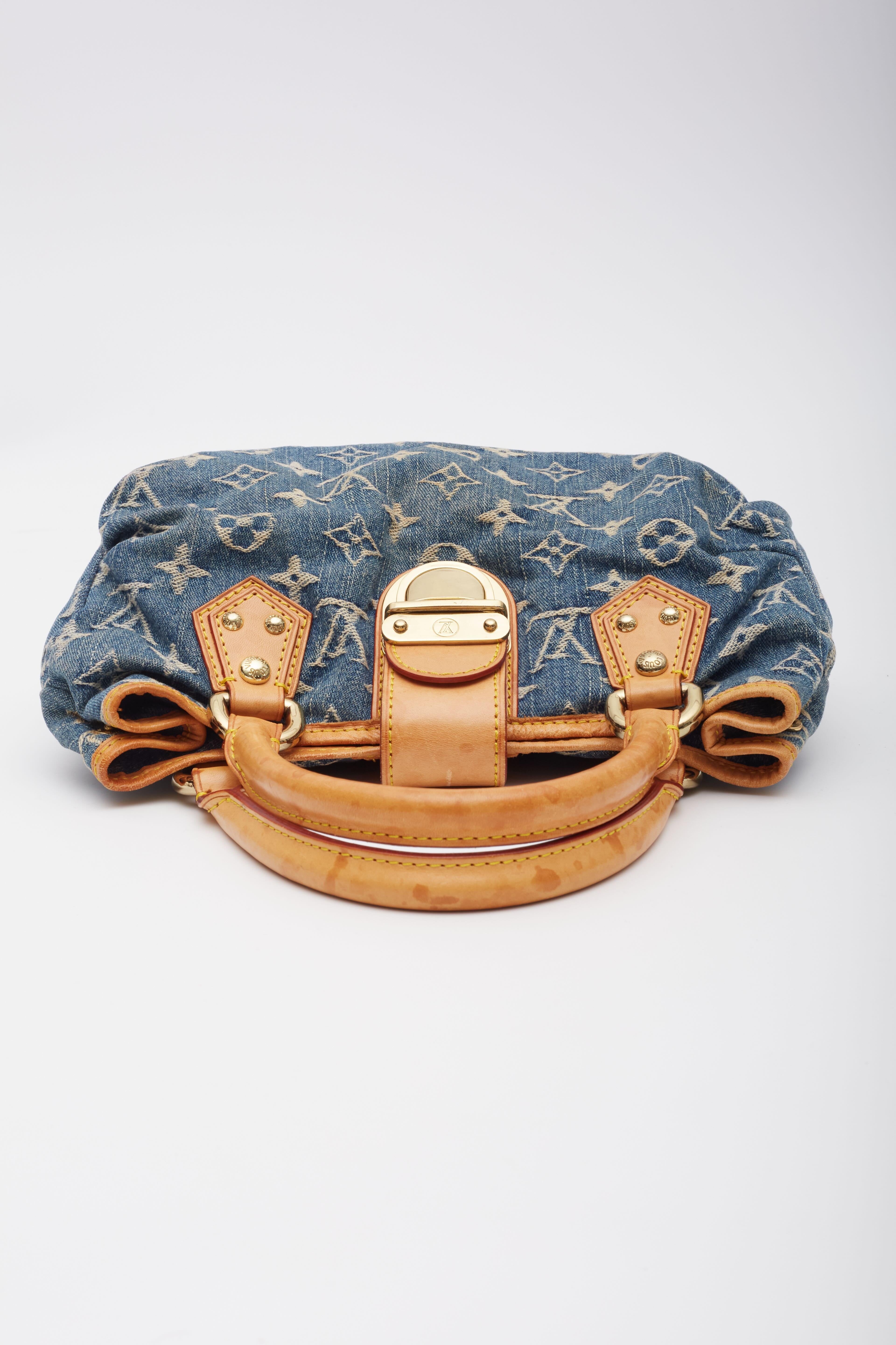 Mini Bolso Plisado Louis Vuitton Monograma Azul Denim 3