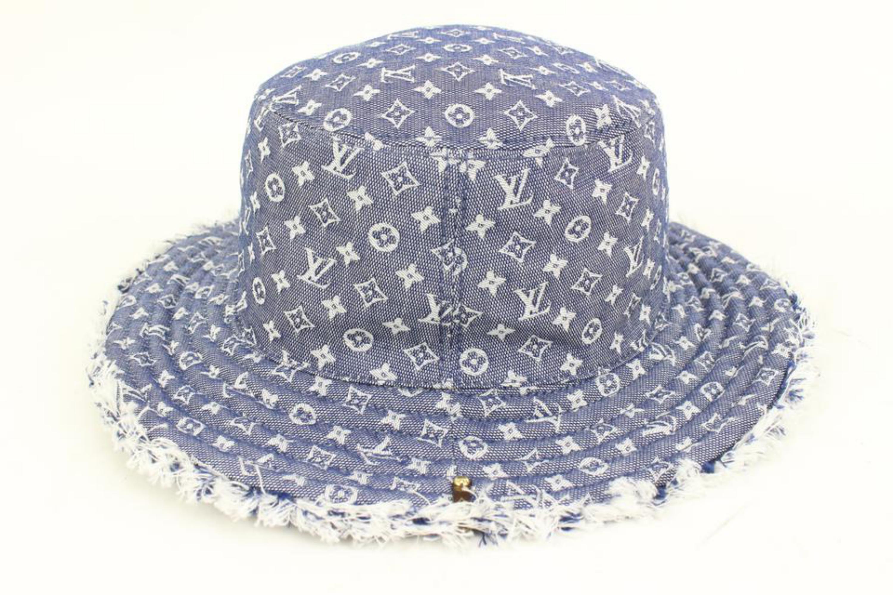 Louis Vuitton Monogram Denim Bucket Hat Bobbygram Cap Rare Jean Sun Visor  1lk31 For Sale 2