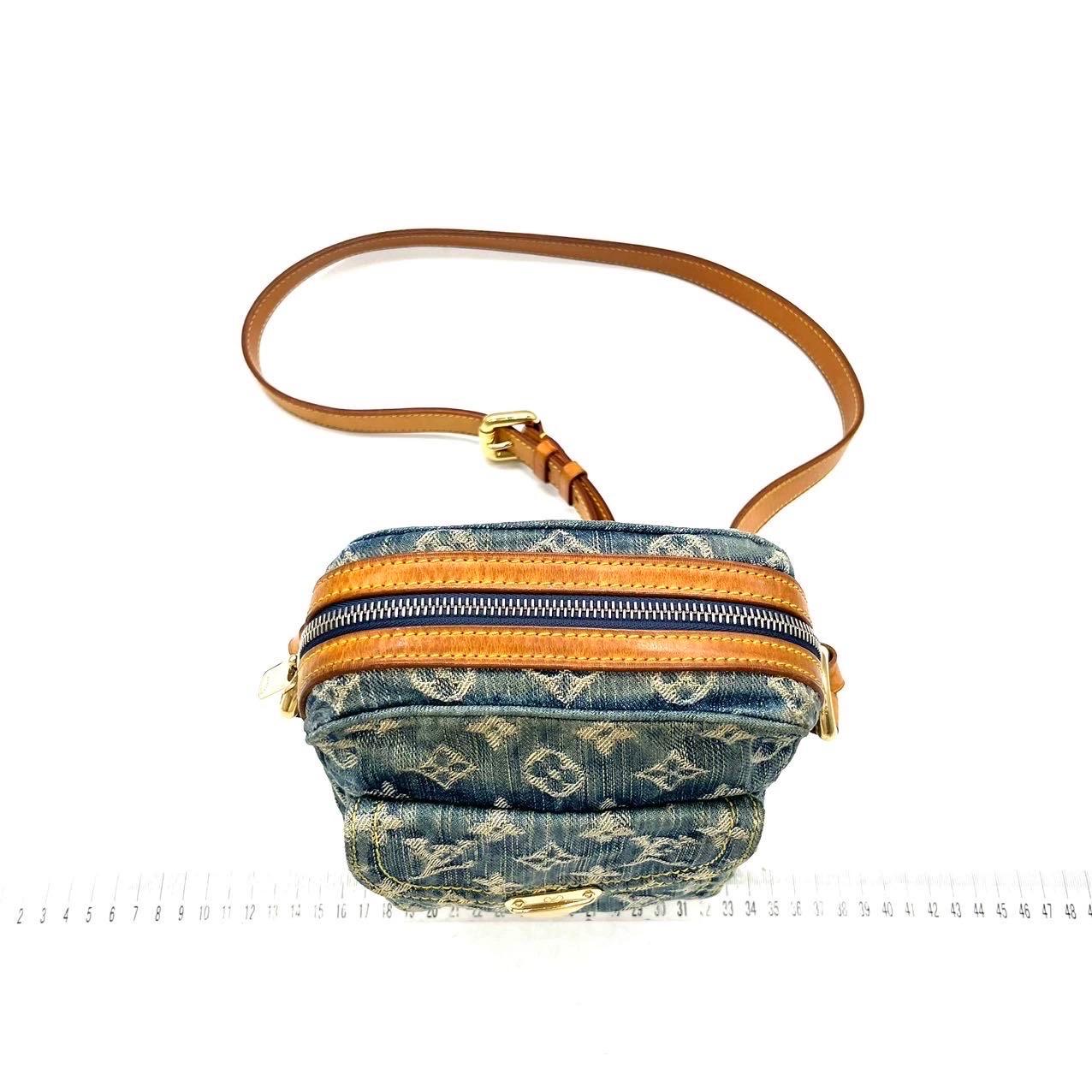 Gray Louis Vuitton Monogram Denim Camera Crossbody Bag Blue For Sale