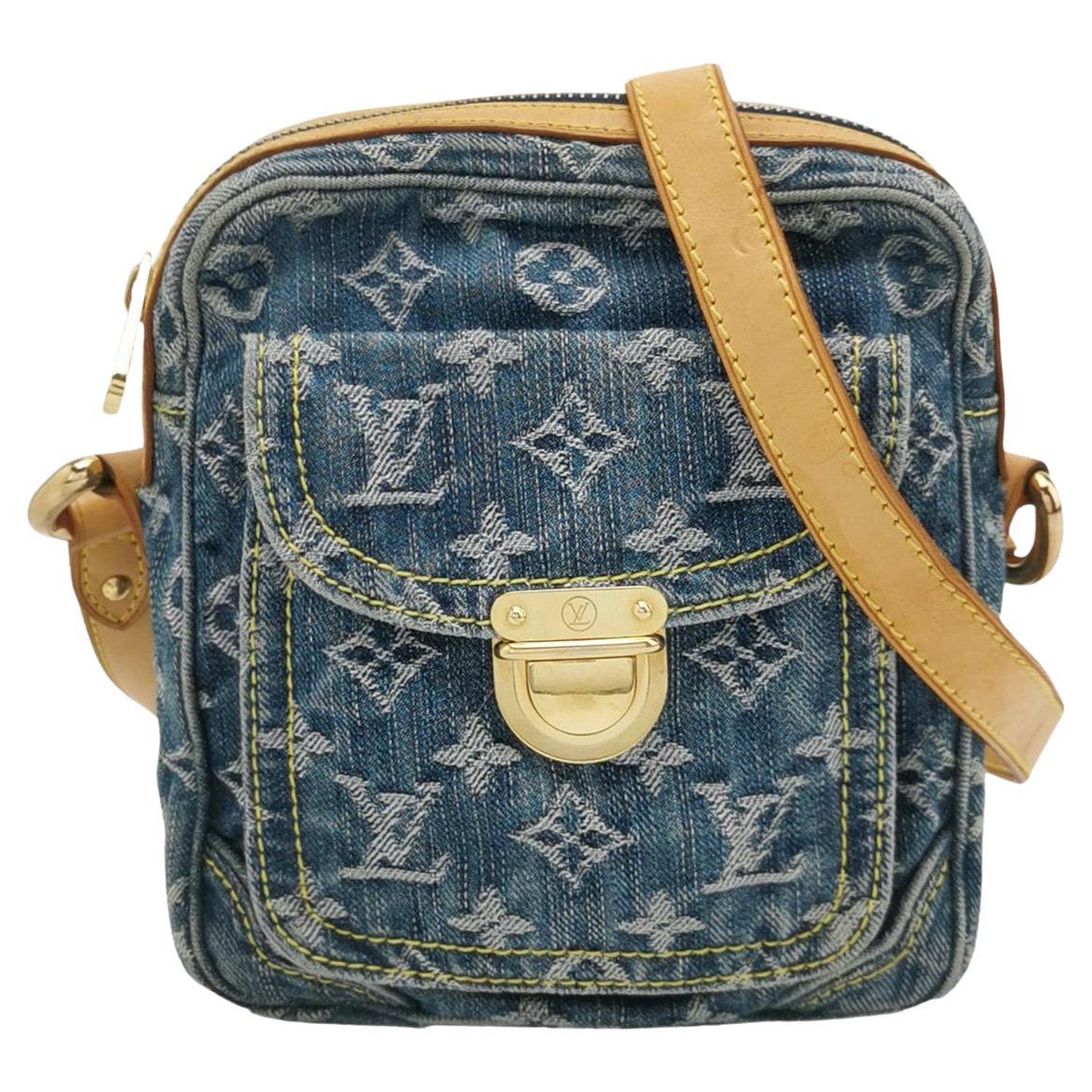 Louis Vuitton Monogram Denim Camera Crossbody Bag Blue For Sale