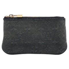 Louis Vuitton Monogram Denim Münztasche mit Monogramm Schwarz