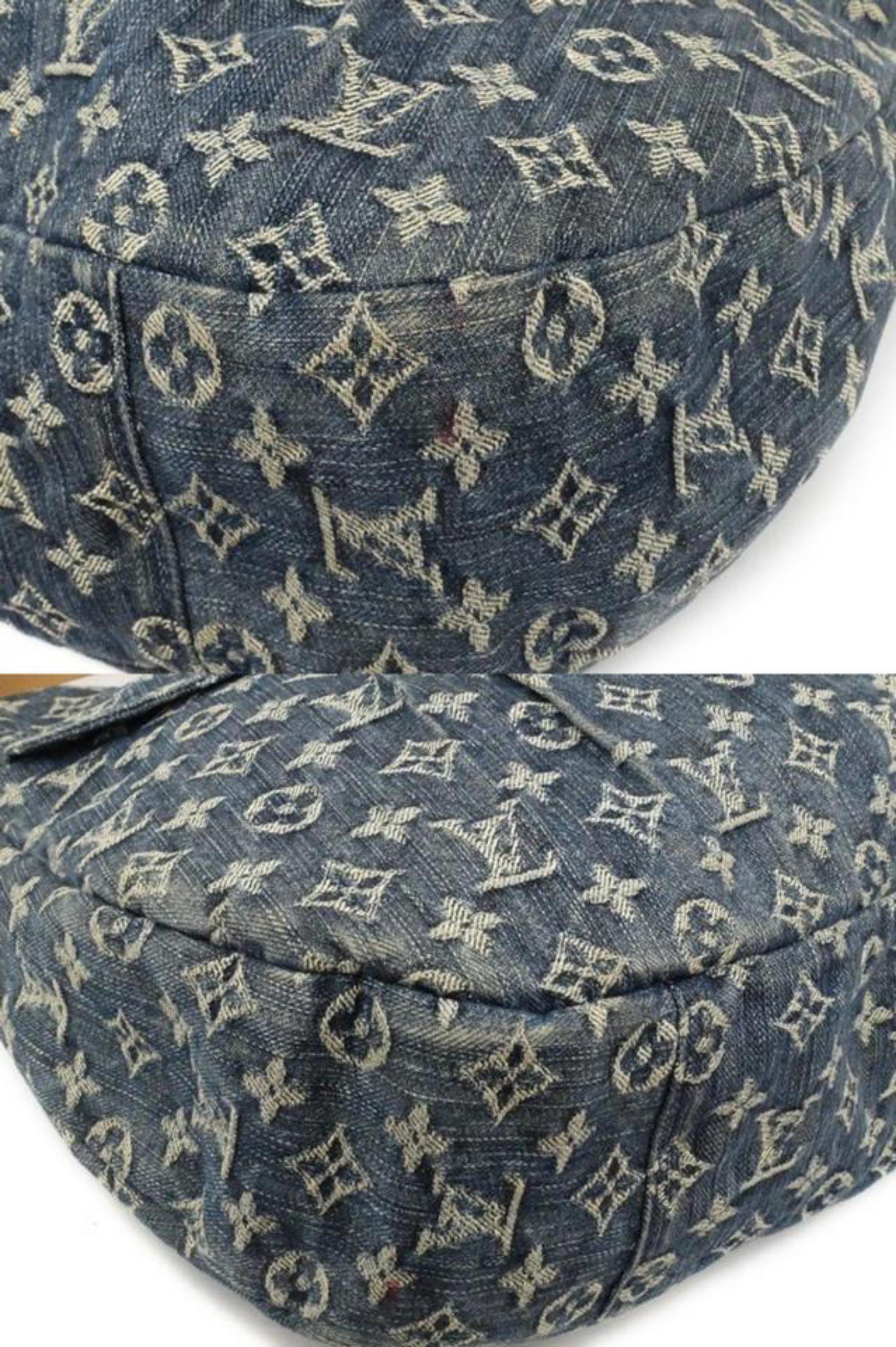 Louis Vuitton Monogram Denim Gm Hobo 225679 Blue Coated Canvas Shoulder Bag For Sale 5