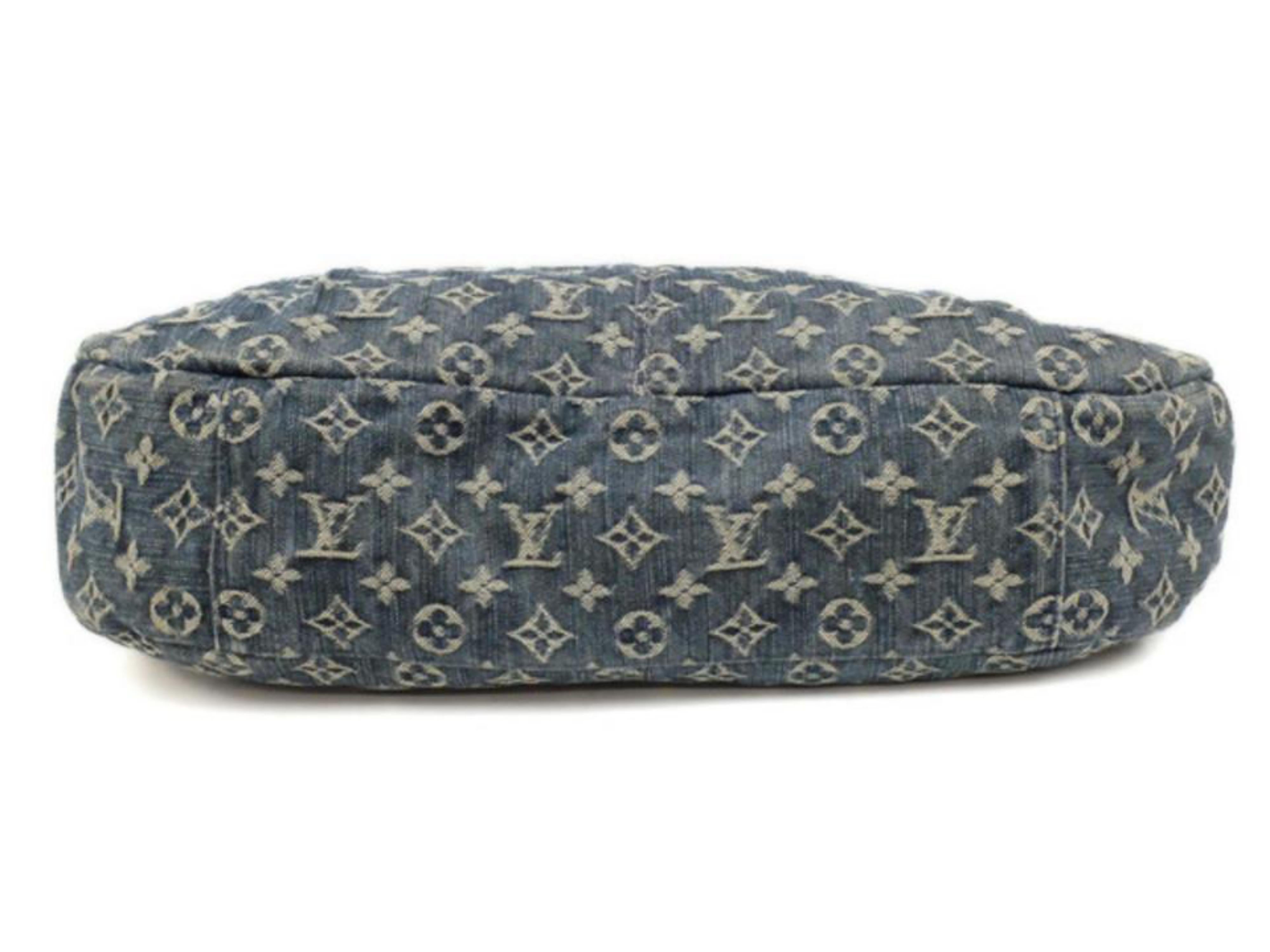 Louis Vuitton Monogram Denim Gm Hobo 225679 Blue Coated Canvas Shoulder Bag For Sale 6