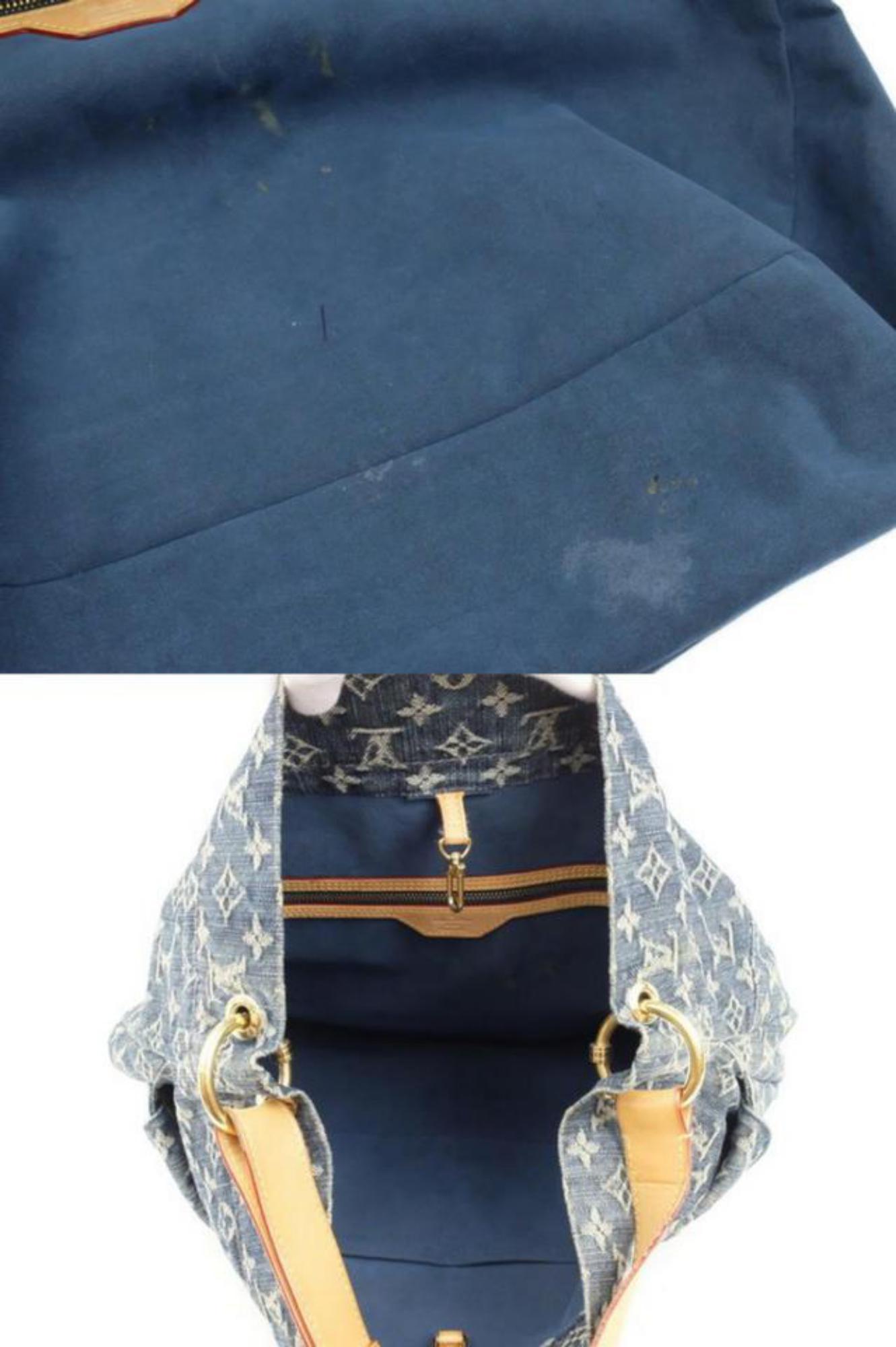 Louis Vuitton Monogram Denim Gm Hobo 225679 Blue Coated Canvas Shoulder Bag In Excellent Condition For Sale In Forest Hills, NY