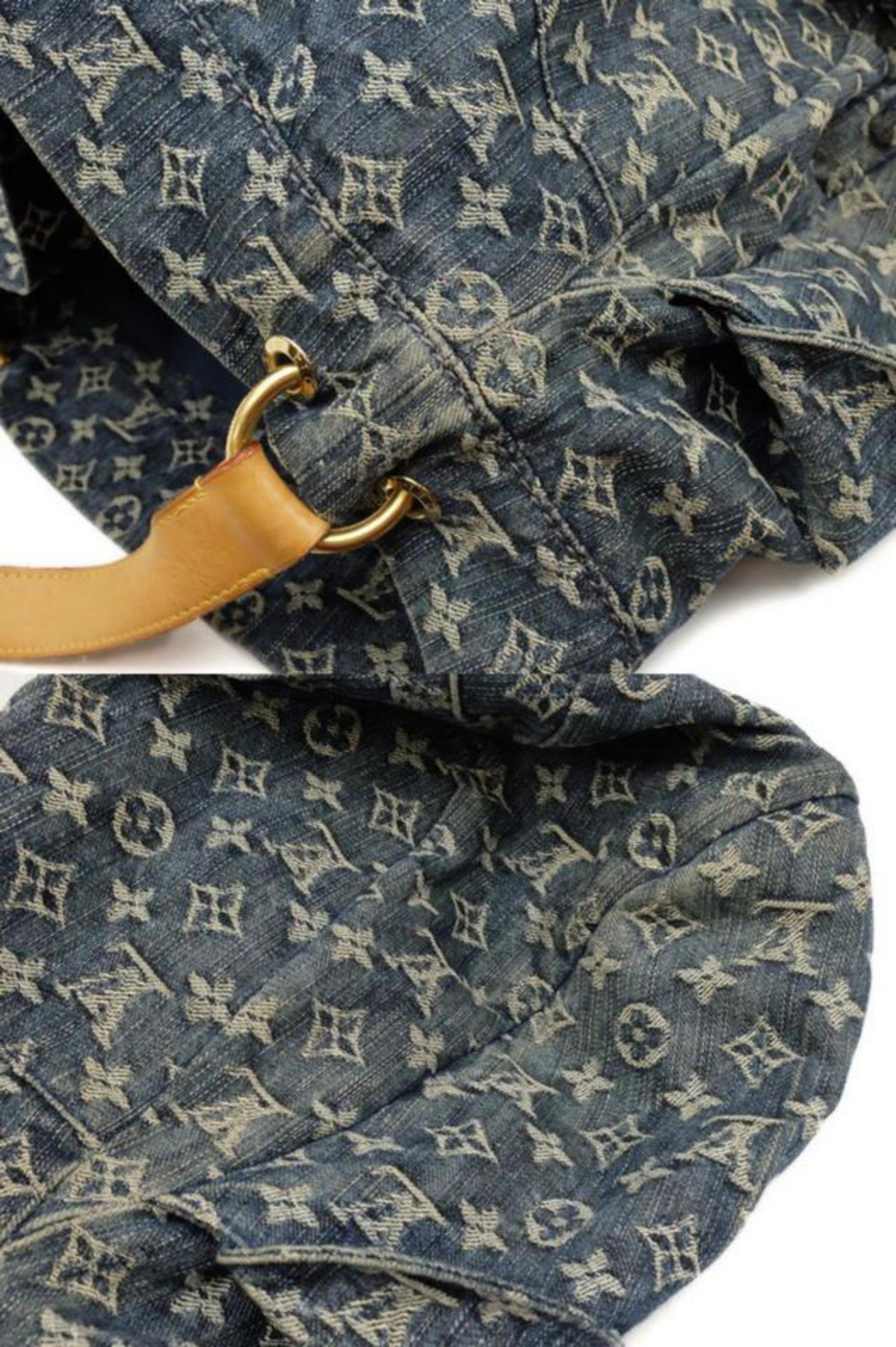 Louis Vuitton Monogram Denim Gm Hobo 225679 Blue Coated Canvas Shoulder Bag For Sale 2