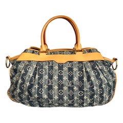 LOUIS VUITTON Monogramm Denim Jeans Reisetasche Weekender mit Riemen & Charme