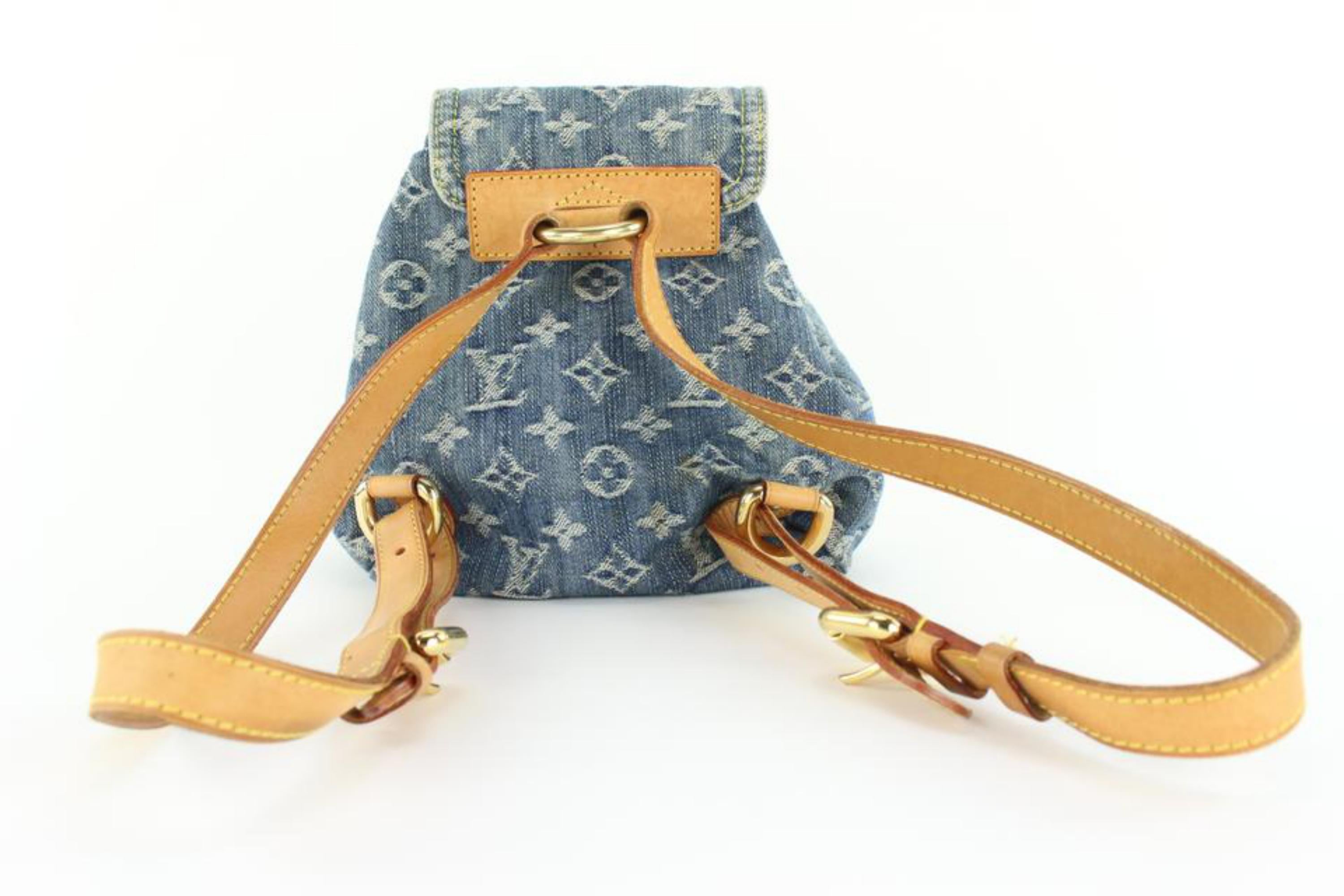 Louis Vuitton Monogram Denim Mini Backpack Sac a Dos PM 6LVJ1020 In Good Condition For Sale In Dix hills, NY