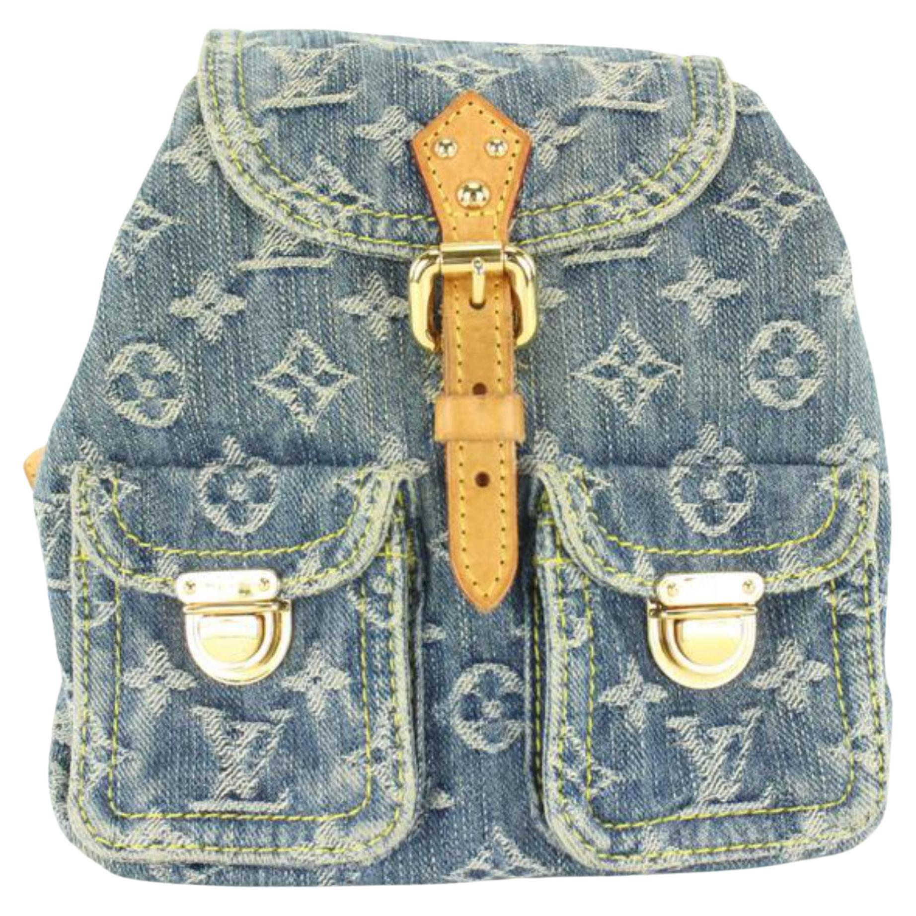 Louis Vuitton Blue Monogram Denim and Vachetta Leather Sac a Dos PM at  1stDibs