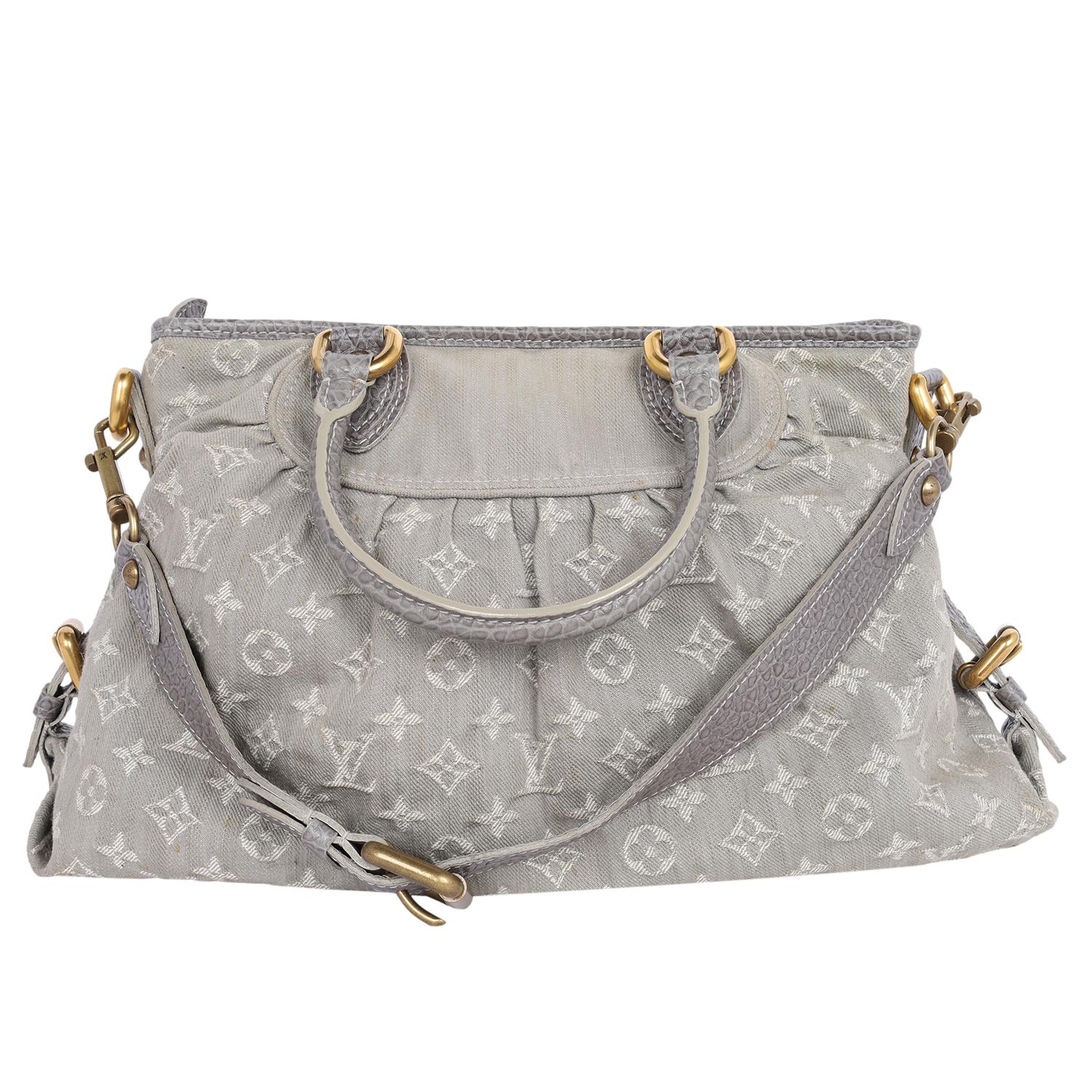 Louis Vuitton Monogrammierte Denim Neo Cabby MM Hobo Umhängetasche Grau 6