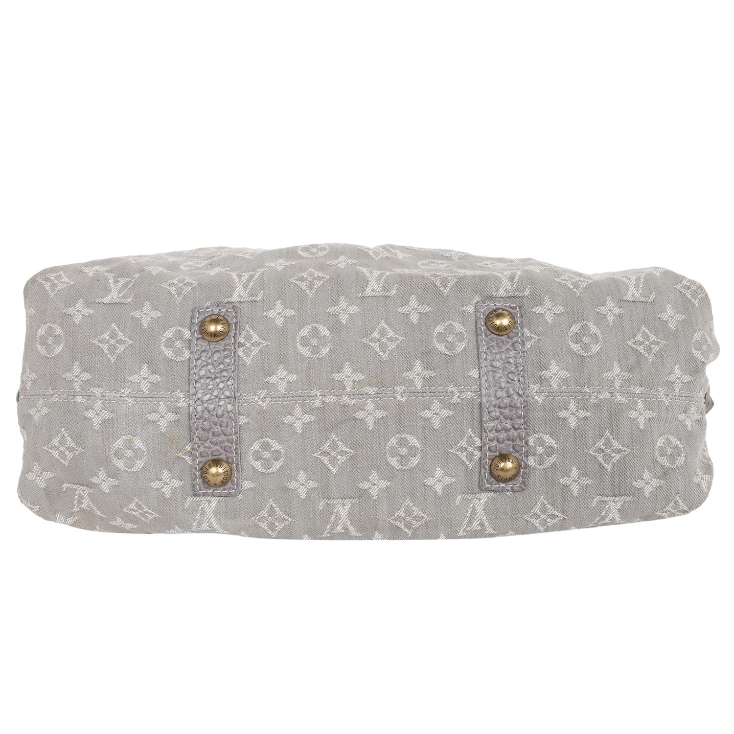 Louis Vuitton Monogrammierte Denim Neo Cabby MM Hobo Umhängetasche Grau 8