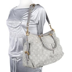 Louis Vuitton Monogram Denim Neo Cabby MM Hobo Shoulder Bag Grey