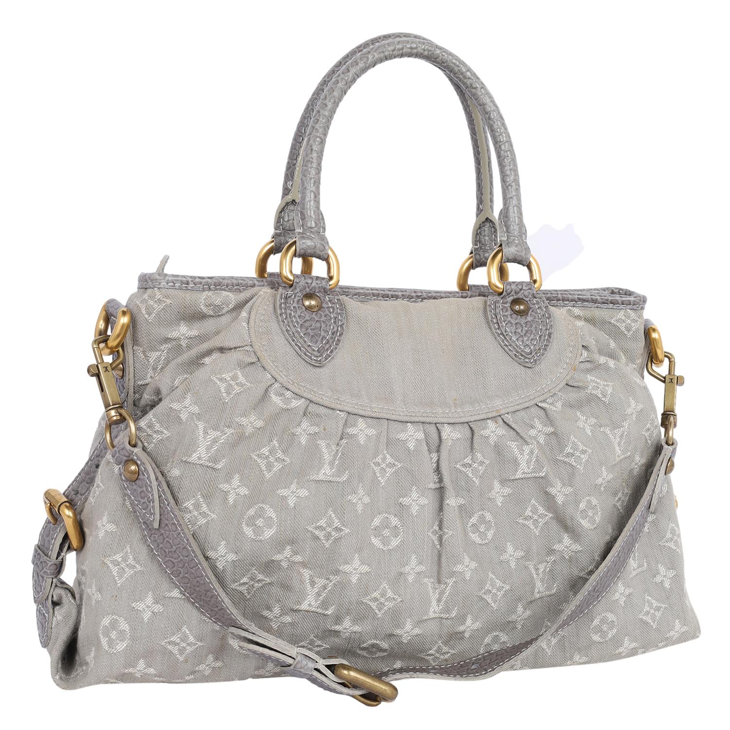 Women's Louis Vuitton Monogram Denim Neo Cabby MM Hobo Shoulder Bag Grey