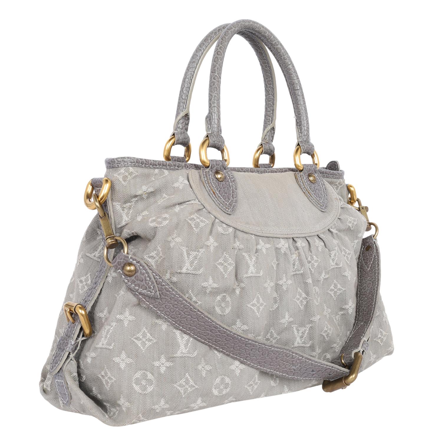Louis Vuitton Monogram Denim Neo Cabby MM Hobo Shoulder Bag Grey 4