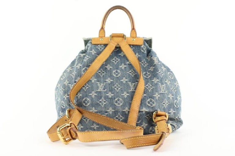 Louis Vuitton, Bags, Authentic Louis Vuitton Monogram Denim Sacados Gm  Backpack Blue