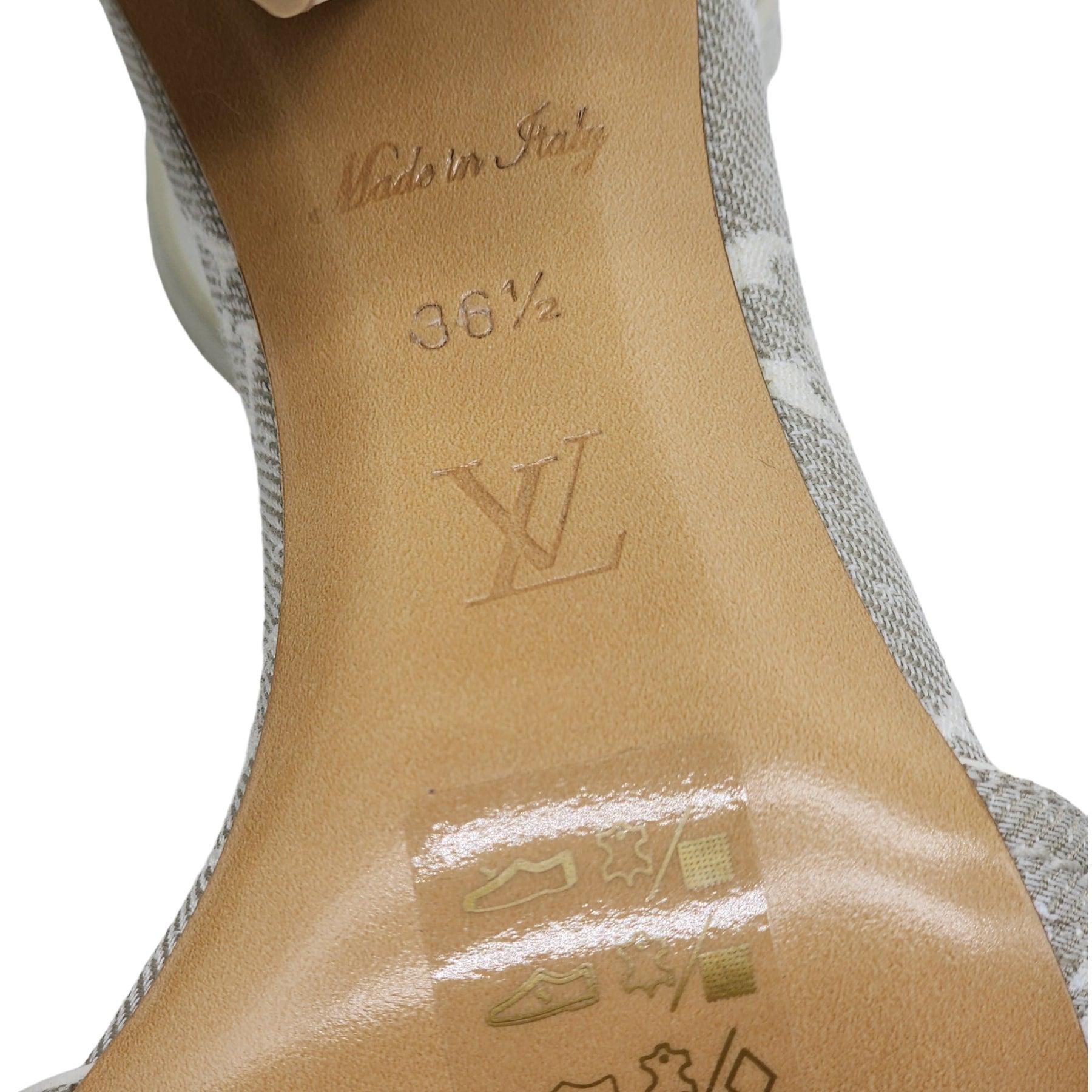 Louis Vuitton Monogram Denim Silhouette Sandals in Ivory (36.5) For Sale 2