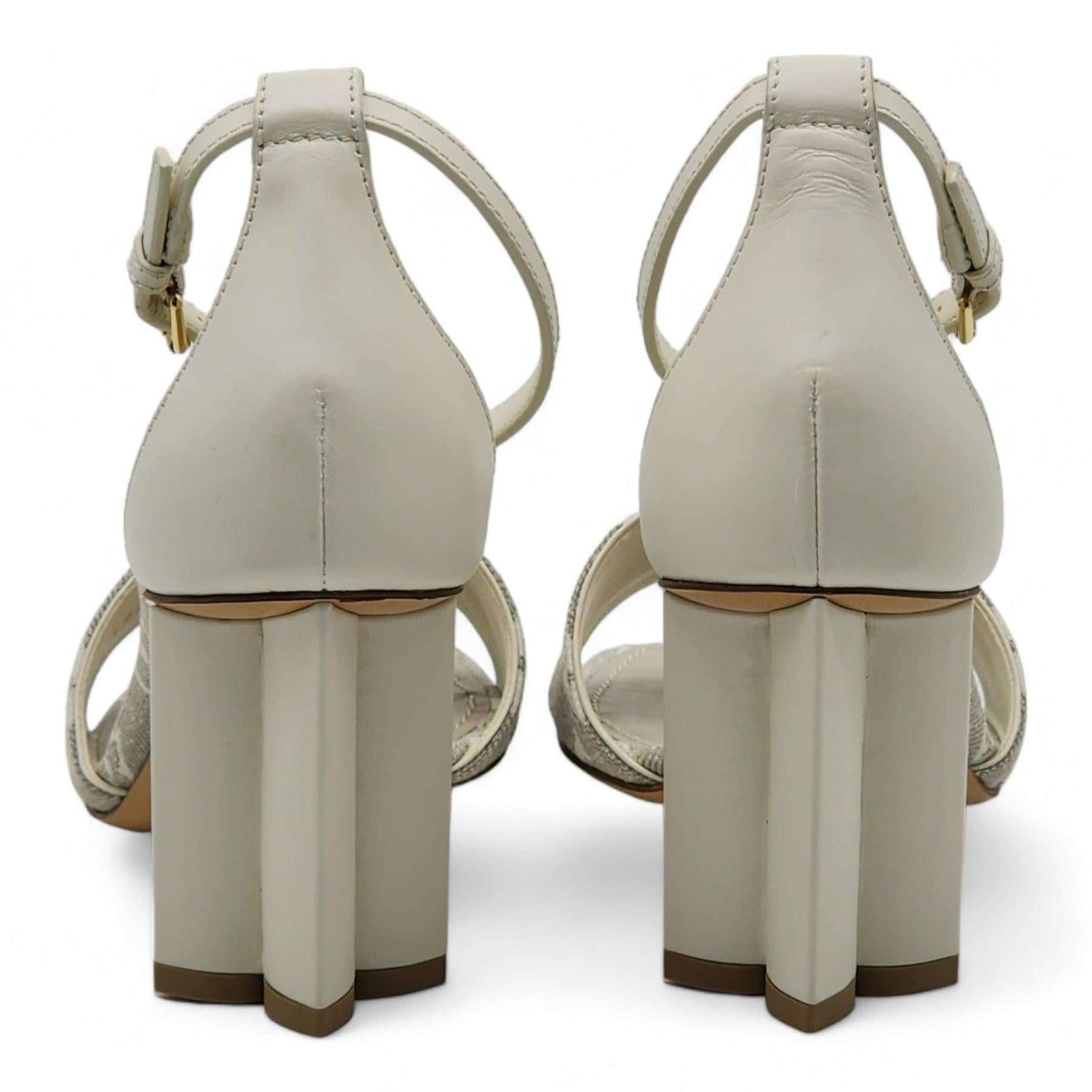 Brown Louis Vuitton Monogram Denim Silhouette Sandals in Ivory For Sale