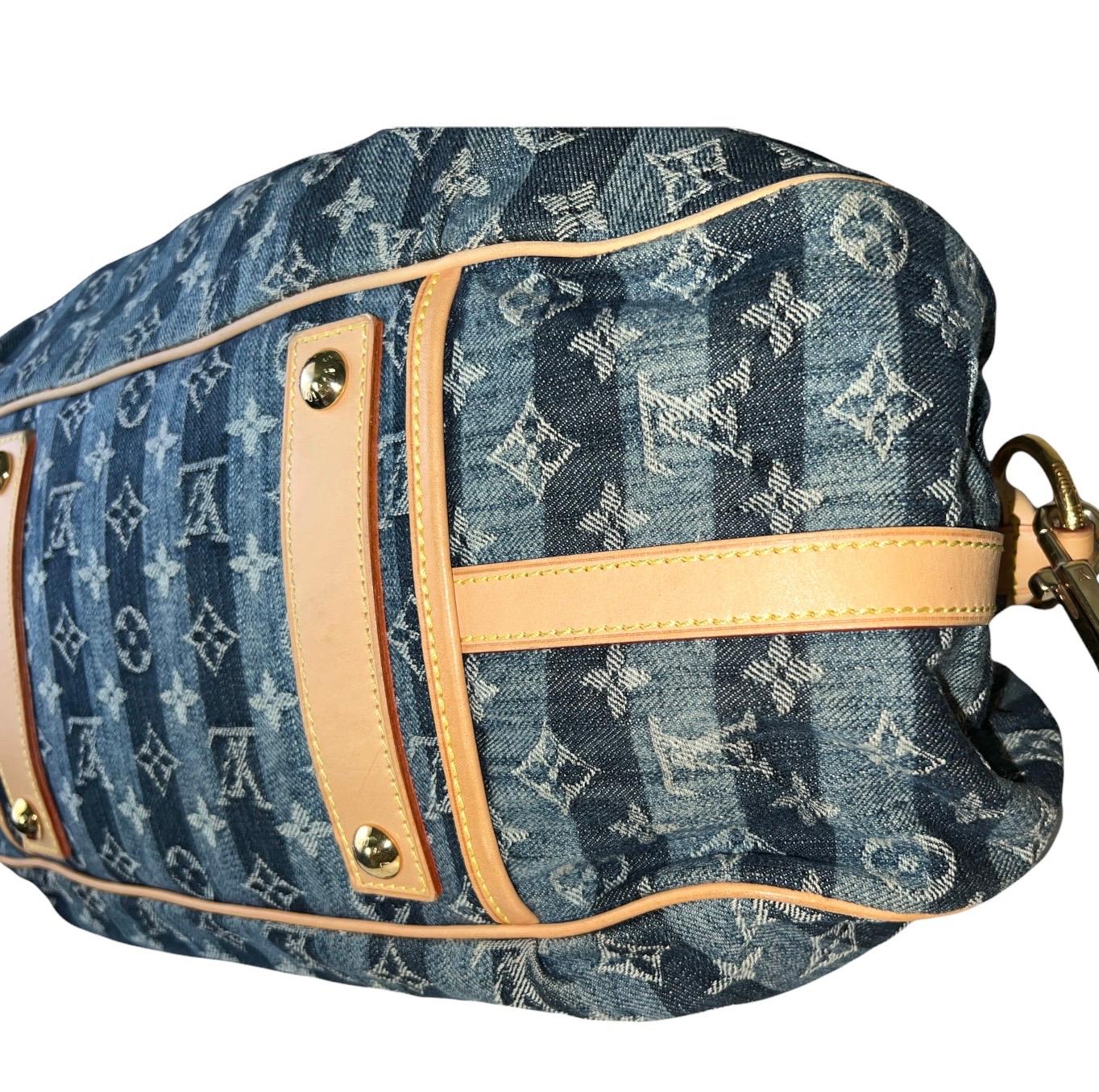 LOUIS VUITTON Monogram Denim Trunks & Bags Travel Shoulder Bag Weekender & Charm 3