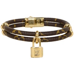 Louis Vuitton Monogram Double Keep It Twice Logo Lock Bracelet at