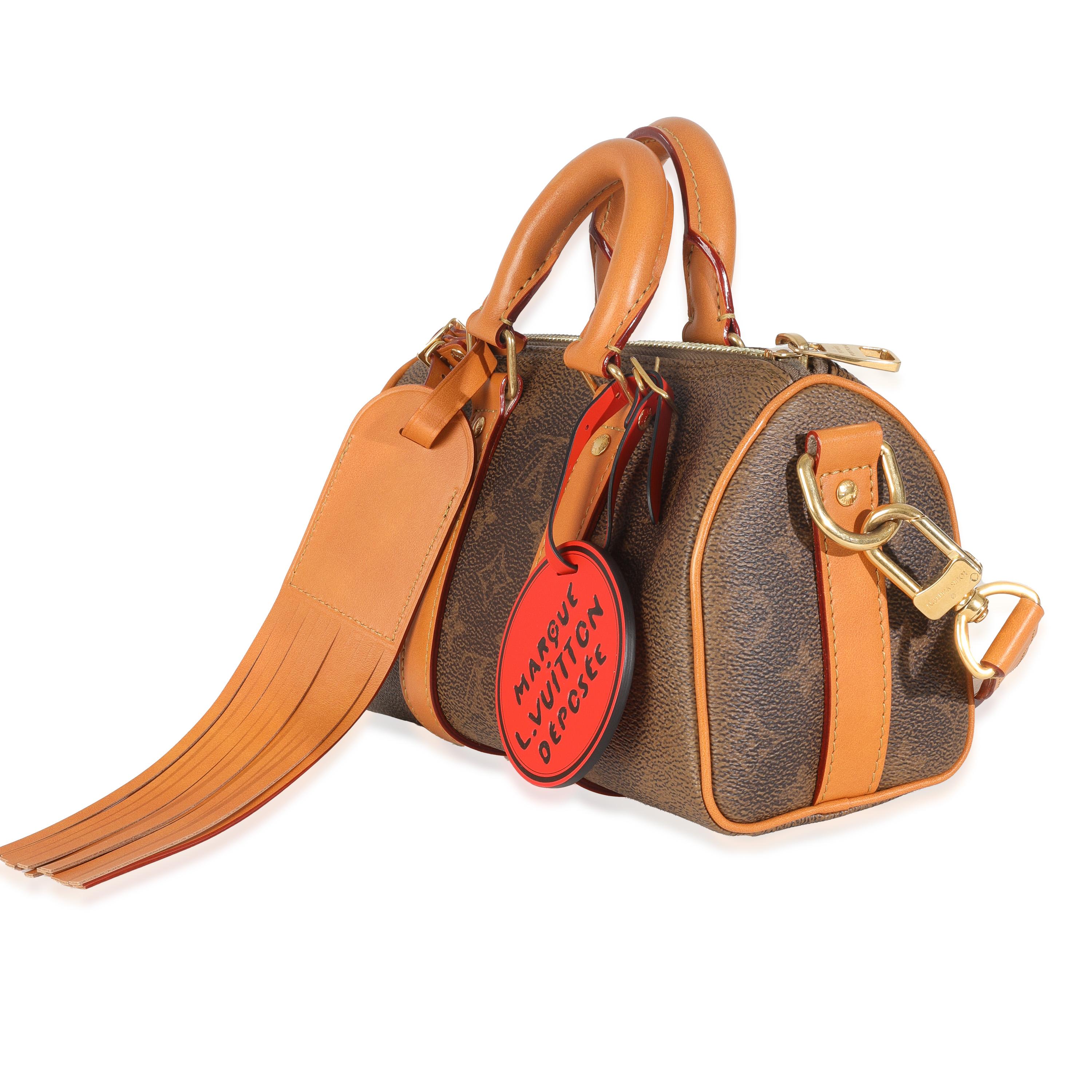 Brown Louis Vuitton Monogram Dust Canvas Keepall Bandouliere 25 For Sale