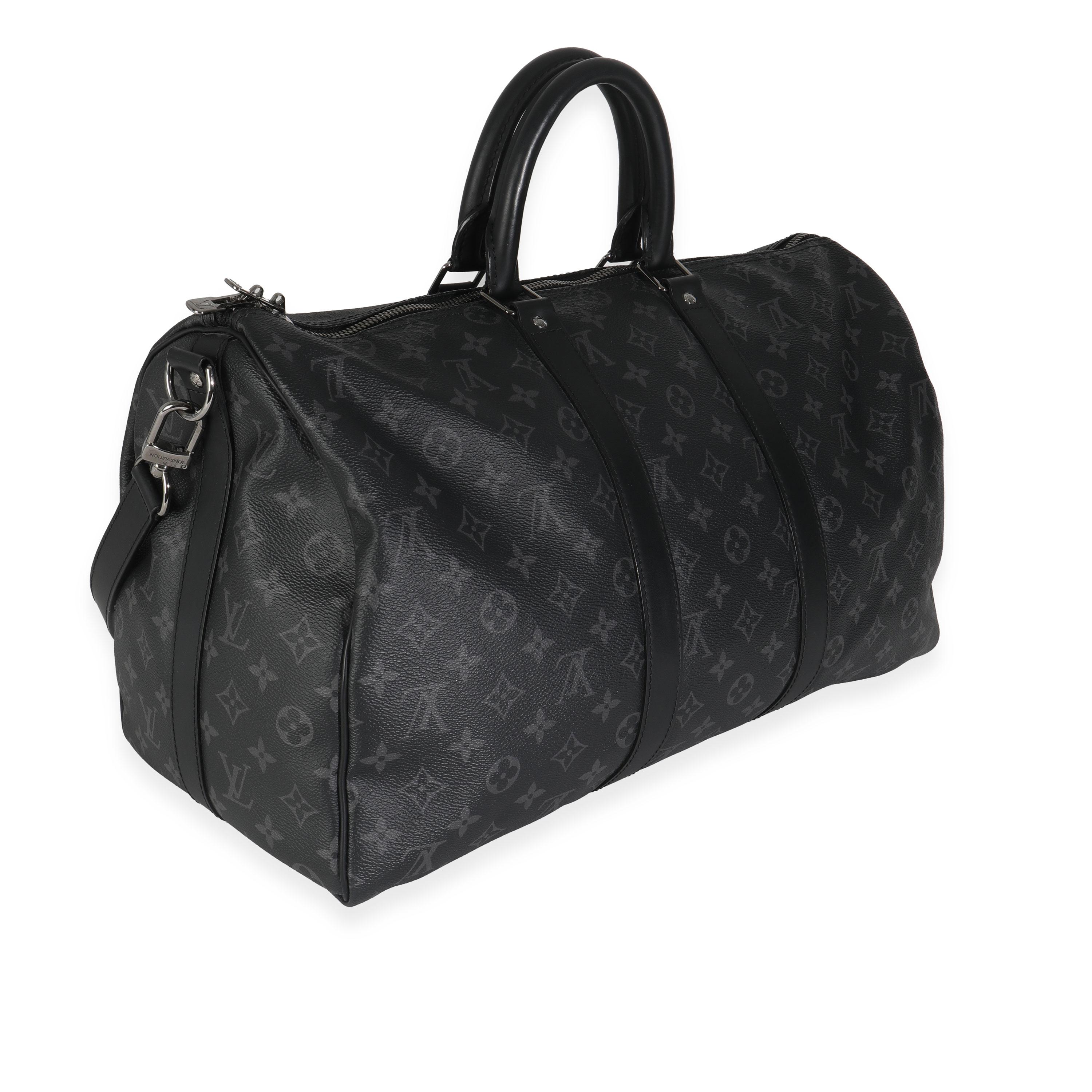 Black Louis Vuitton Monogram Eclipse Canvas Keepall Bandouliere 45