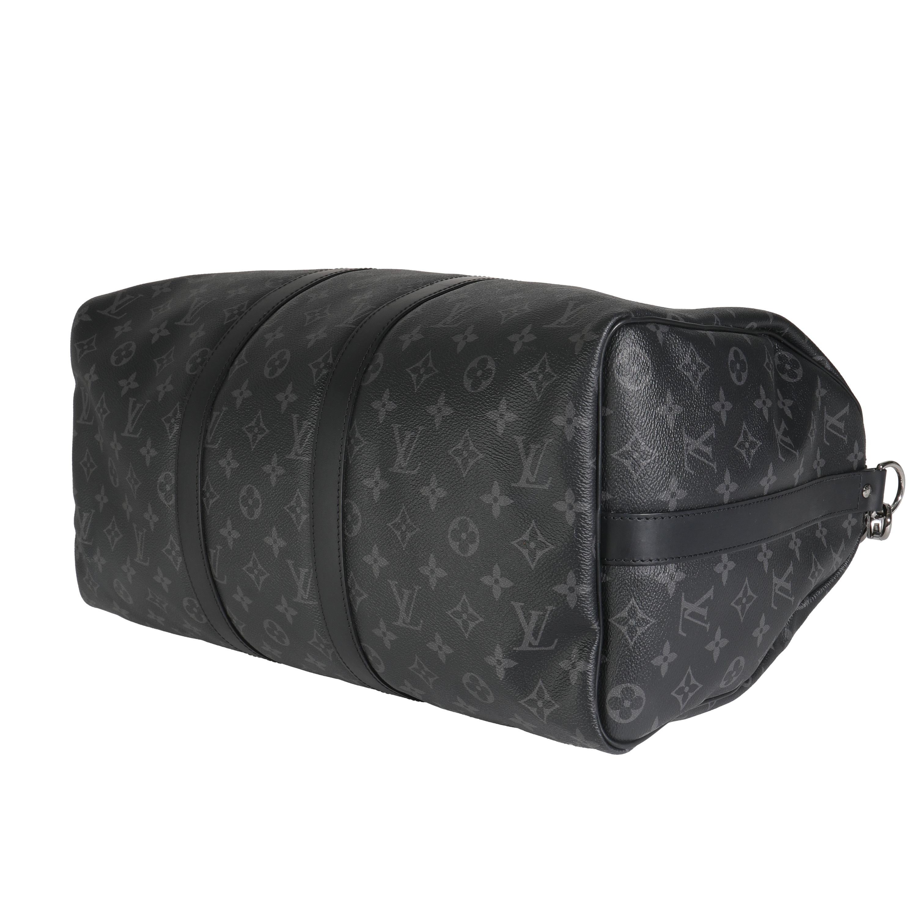 Women's Louis Vuitton Monogram Eclipse Canvas Keepall Bandouliere 45