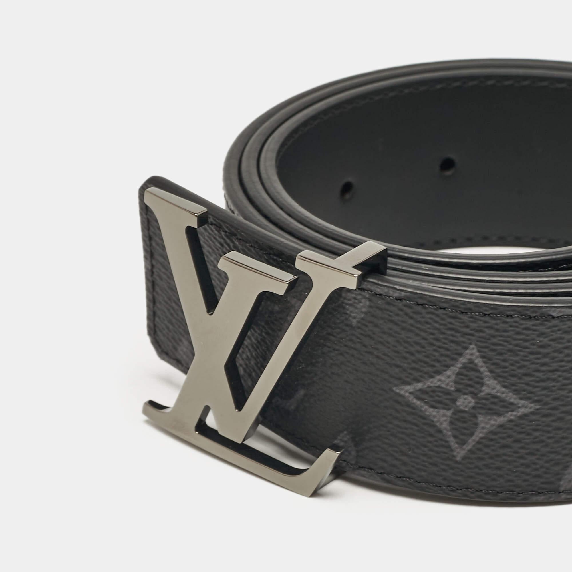 Louis Vuitton Monogram Eclipse Canvas LV Initiales Reversible Belt 90CM In Excellent Condition In Dubai, Al Qouz 2