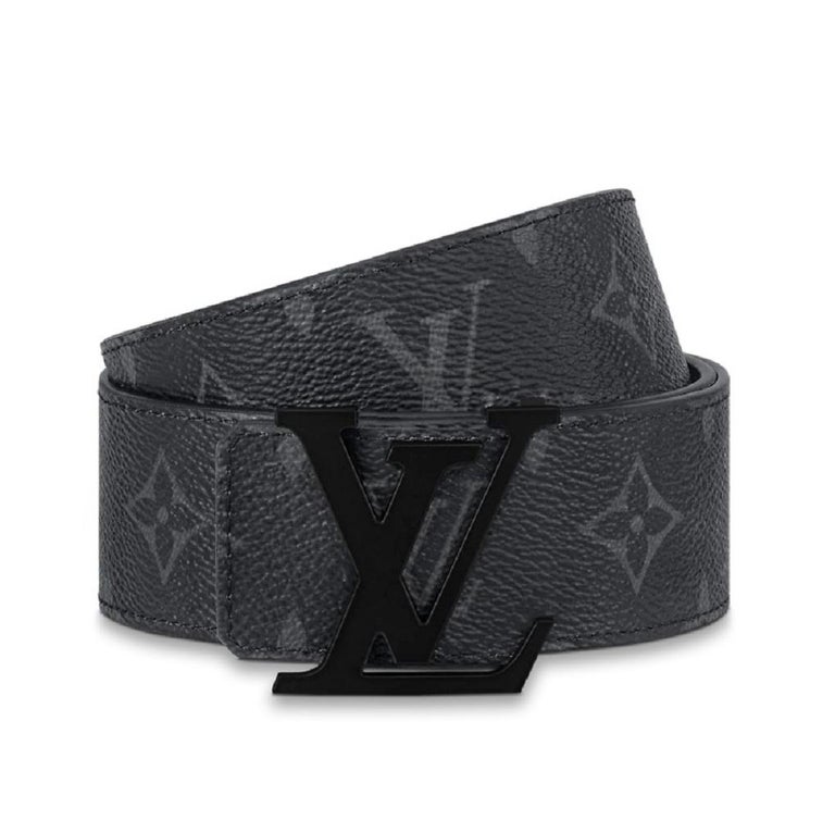 Louis Vuitton Monogram Eclipse Canvas LV Initials 40mm Matte black Belt at  1stDibs
