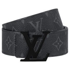 Ceinture noire mate monogrammée Louis Vuitton Eclipse en toile LV avec initiales 40 mm