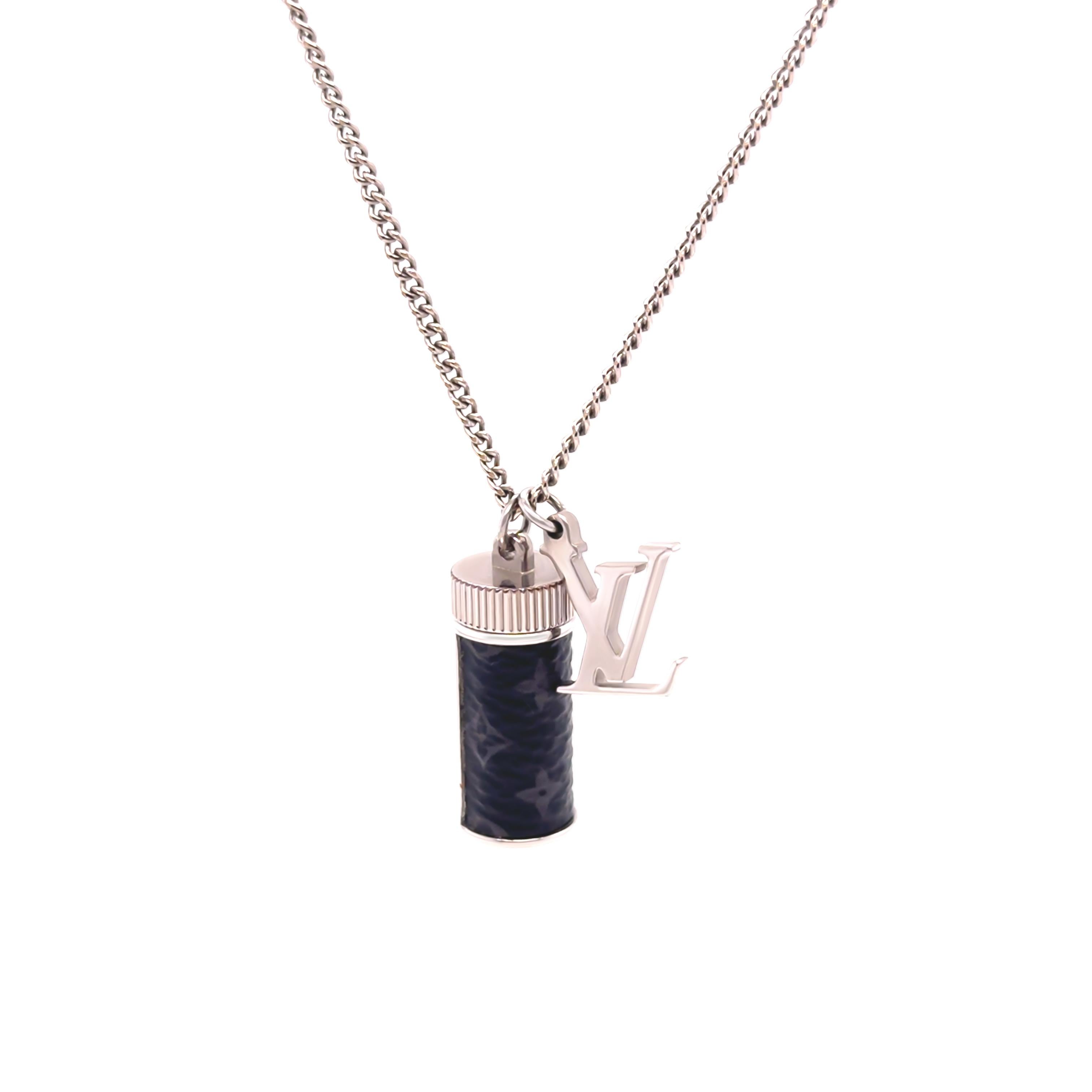 Louis Vuitton Monogram Eclipse Charms Necklace – Silver Tone In Excellent Condition In SYDNEY, NSW