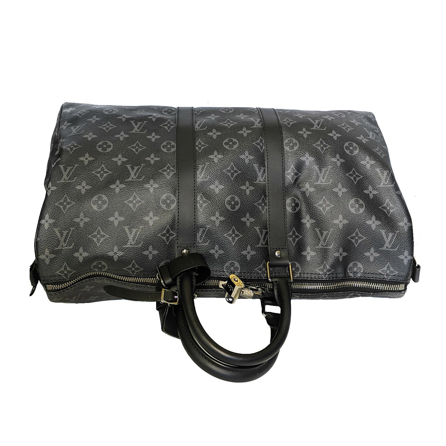 Black Louis Vuitton Monogram Eclipse Keepall 45 Bandouliere Bag
