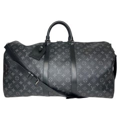 Louis Vuitton Black Monogram Waterproof Keepall Bandouliere 55 Duffle Bag  812lv4 at 1stDibs