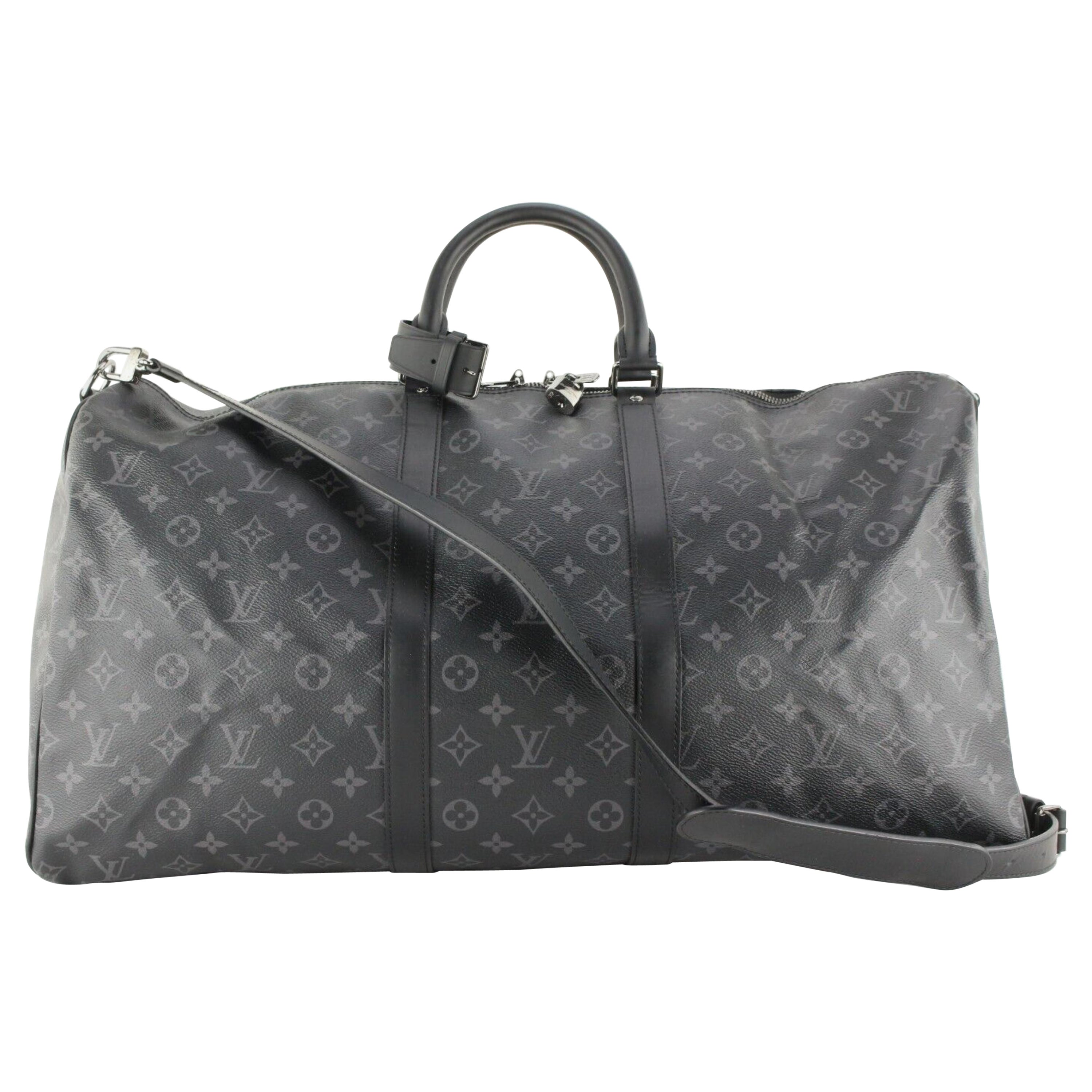Louis Vuitton Monogram Eclipse Keepall Bandouliere 55 with Strap 1LVJ1227