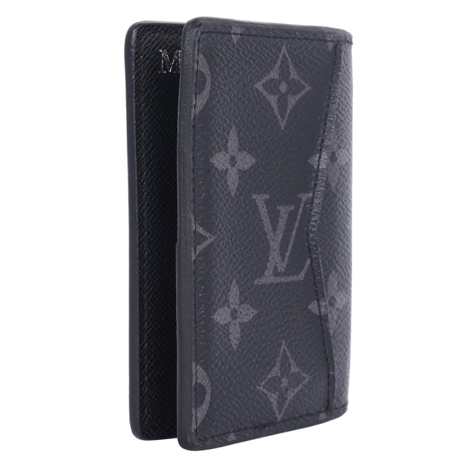 Louis Vuitton Monogram Eclipse Pocket Organizer Wallet Black Grey 3