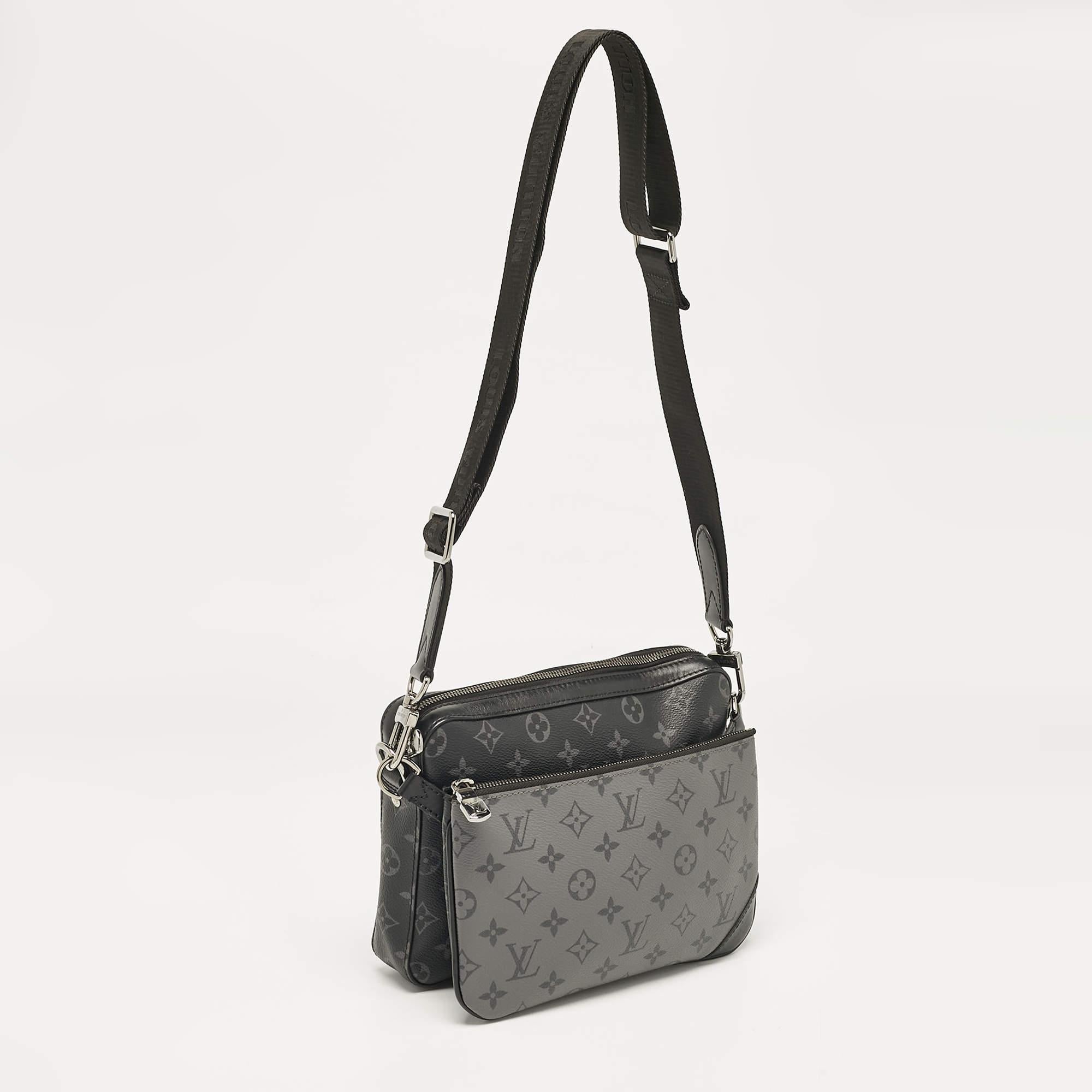 Gray Louis Vuitton Monogram Eclipse Reverse Canvas Trio Messenger Bag