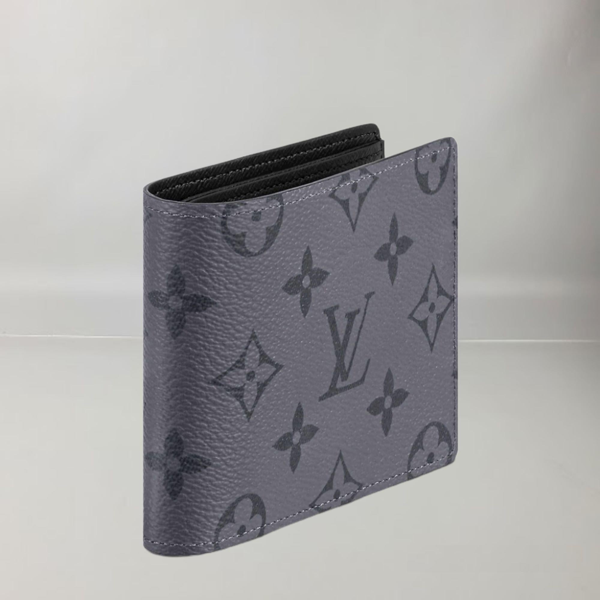 Allying form with function, the practical Slender Wallet is fashioned from Monogram Eclipse Reverse canvas with a grained leather lining. This sleek wallet slips easily into almost any pocket or bag and features numerous card slots as well as a