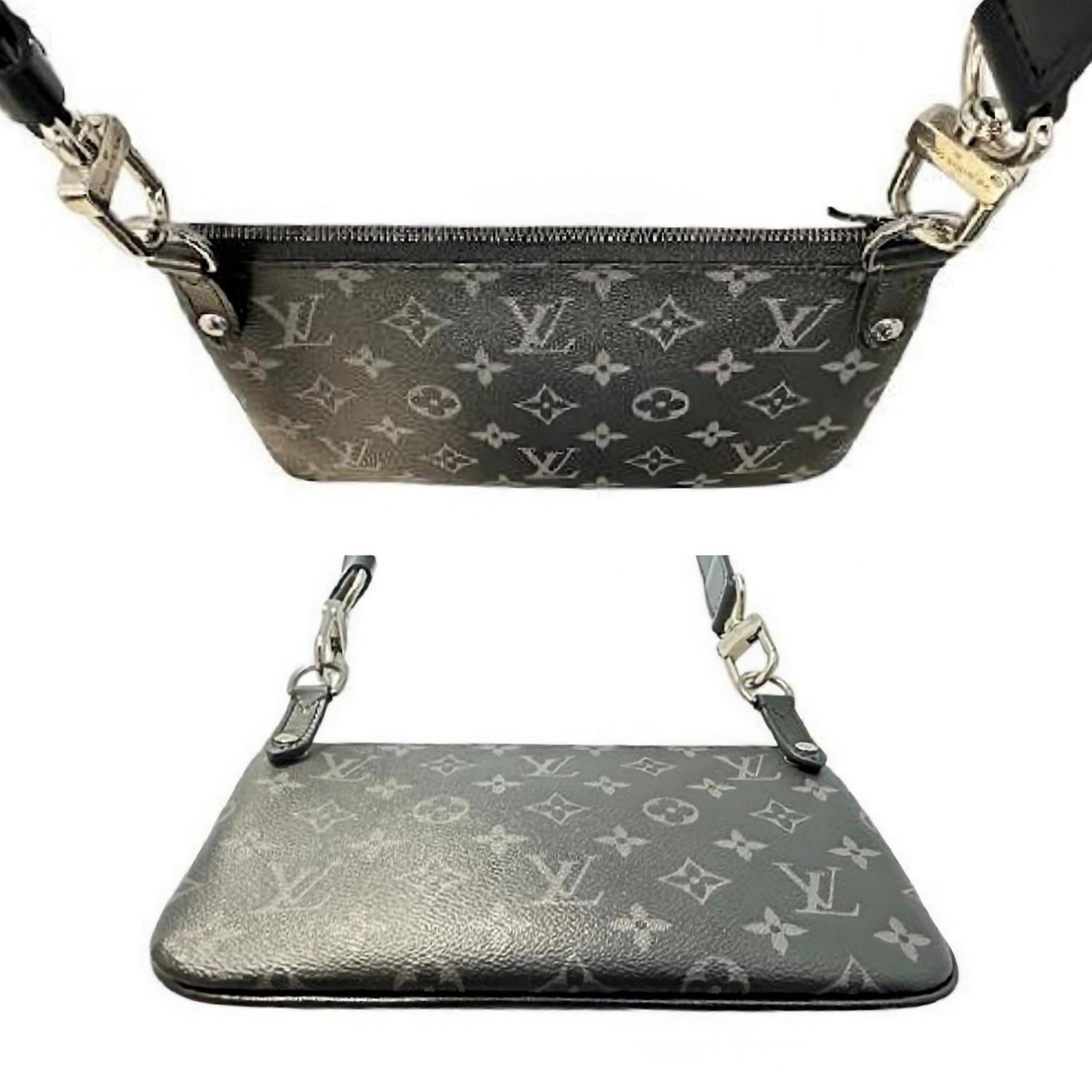 da uomo o donna Louis Vuitton Monogram Eclipse Reverse Trio Zipped Pouch Crossbody in vendita