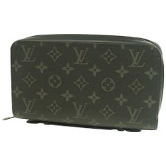 Used LOUIS VUITTON Monogram eclipse ZippyXL Mens long wallet M61698