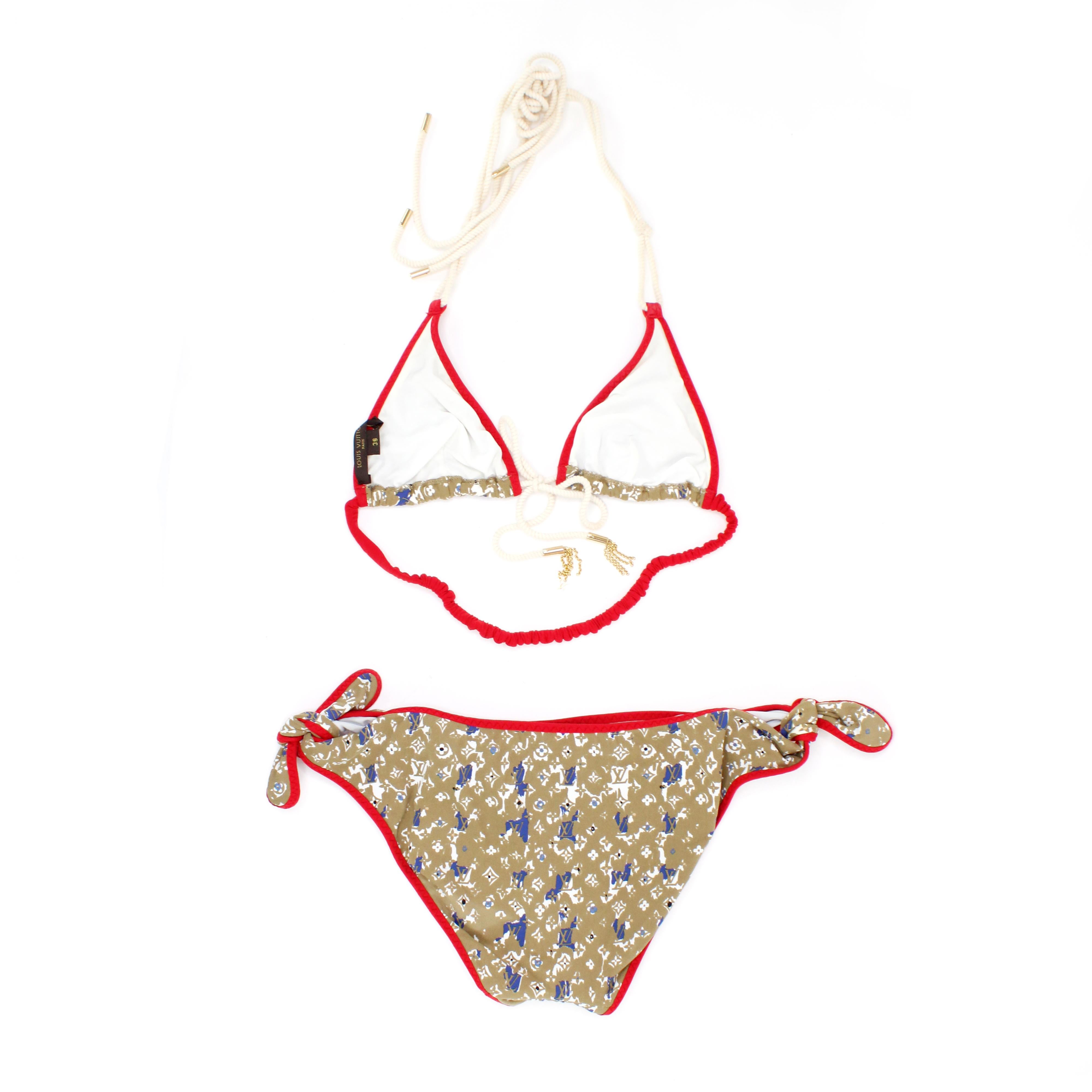 Beige Louis Vuitton Monogram Embellished Bikini For Sale