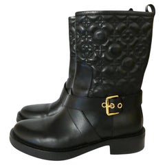 Used Louis Vuitton Monogram Embossed Biker Boots