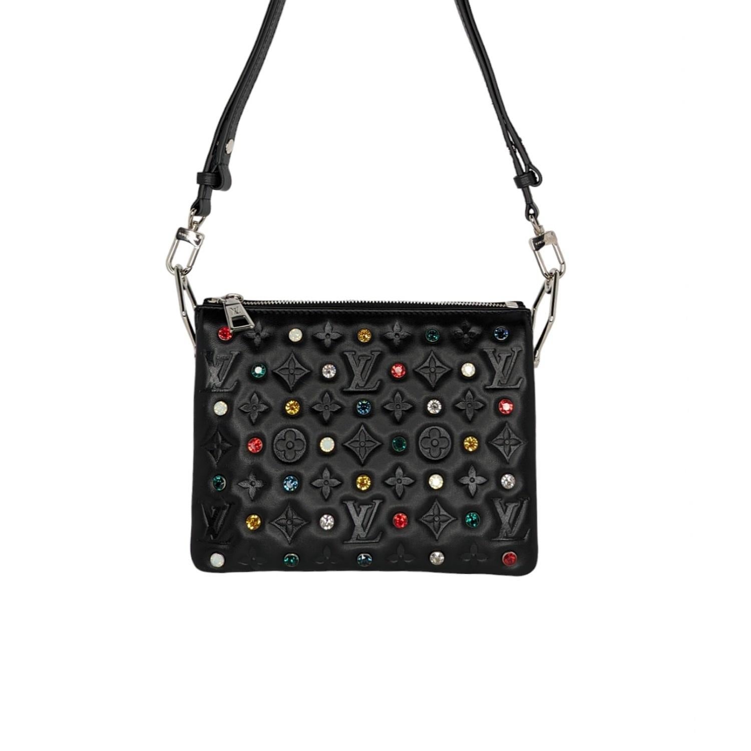 Black Louis Vuitton Monogram Embossed Crystal Embellished Coussin BB Bag