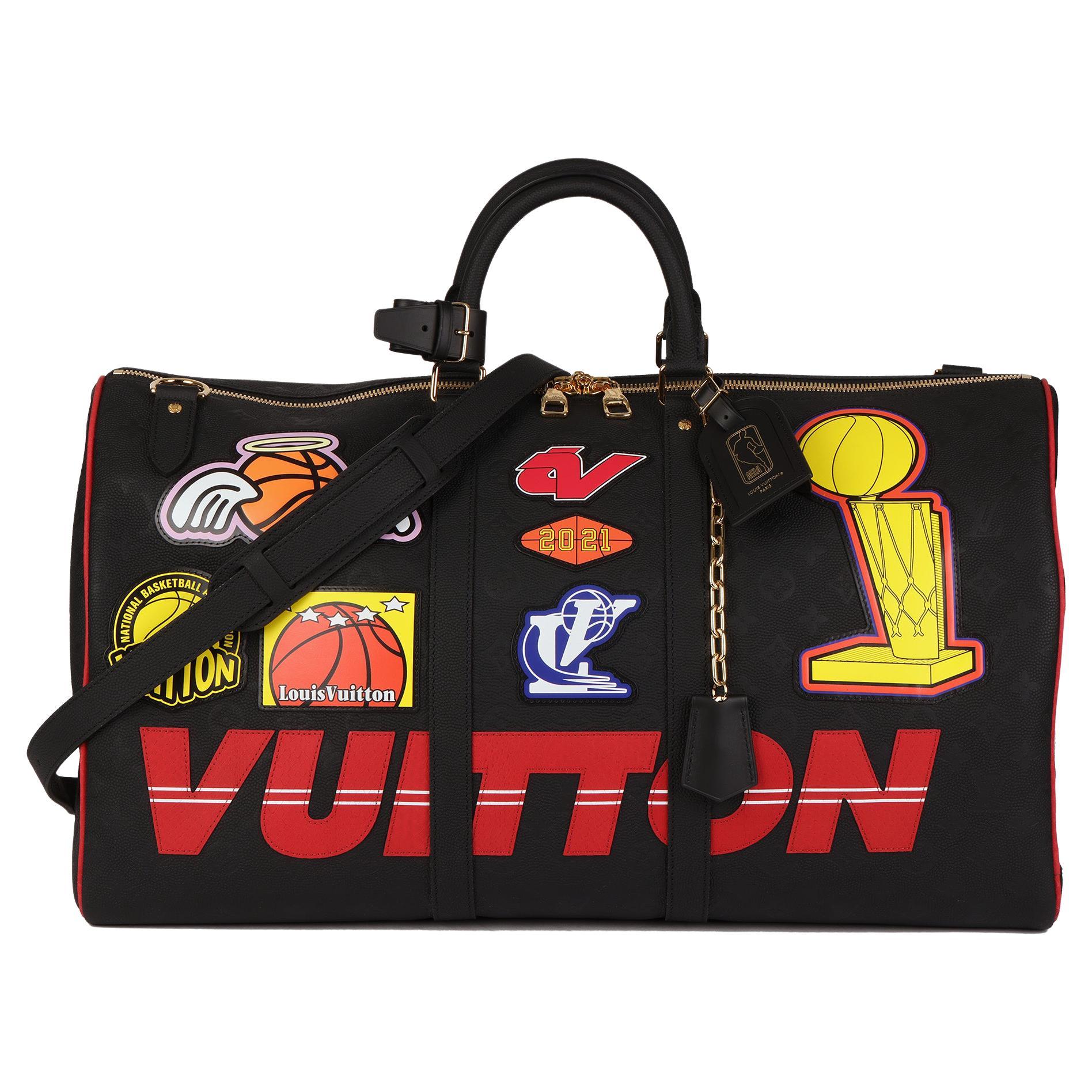 LOUIS VUITTON Monogram Embossed Leather & Red Python Leather NBA Patches Keepall