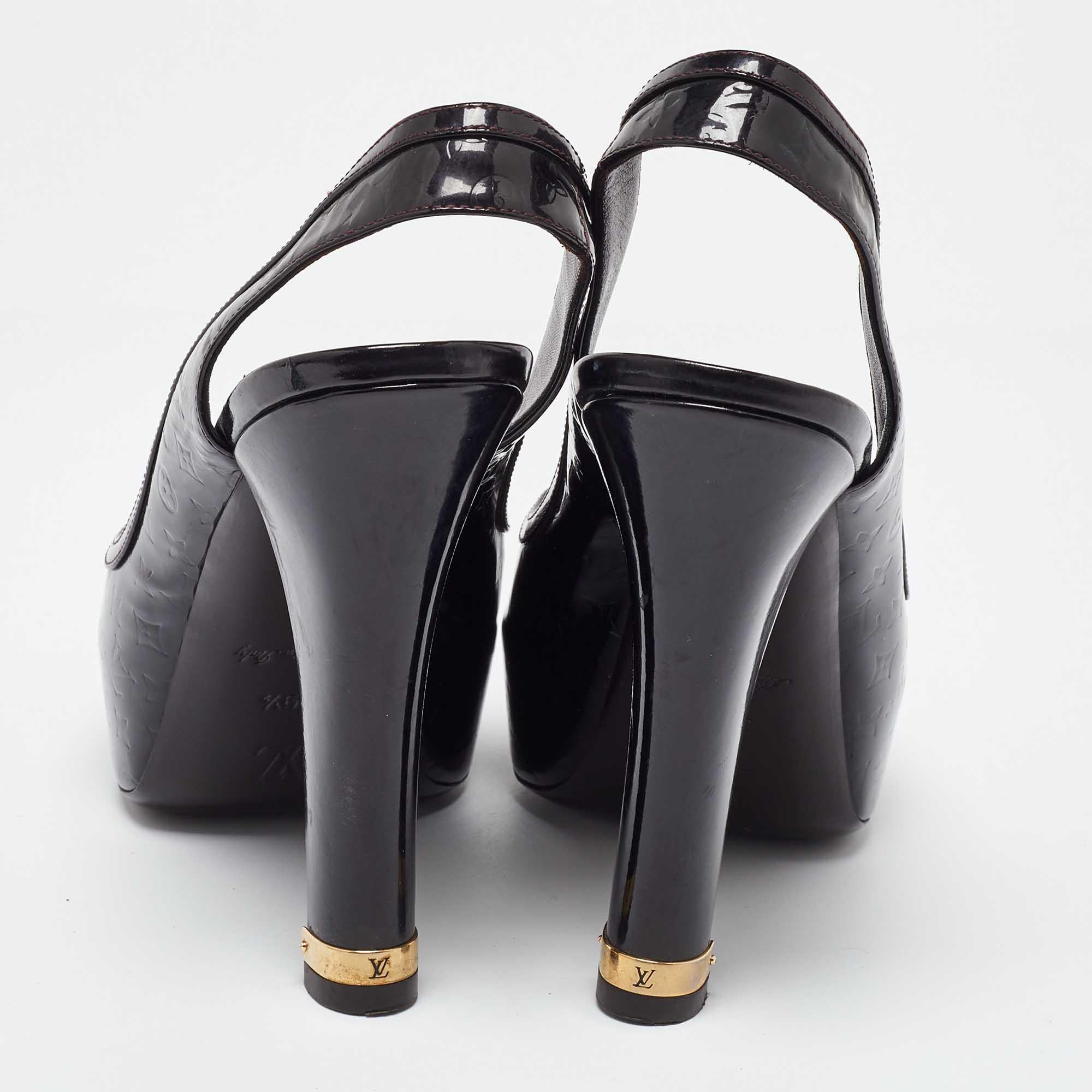 De las mujeres Louis Vuitton Monograma en relieve de charol Tamara Slingback Bombas Tamaño 39.5 en venta
