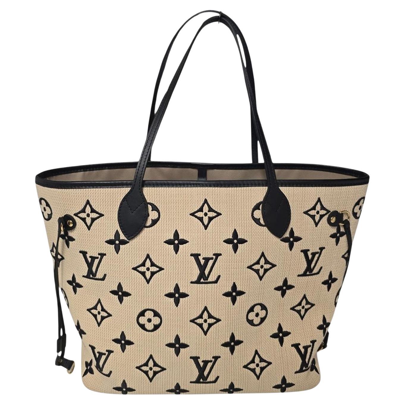 Louis Vuitton Monogram ricamato Lotus cotone Neverfull MM Tote con custodia NM in vendita