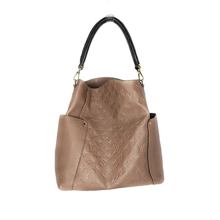 Louis Vuitton Monogram Woven Leather Top Handle Hobo Bag Brown